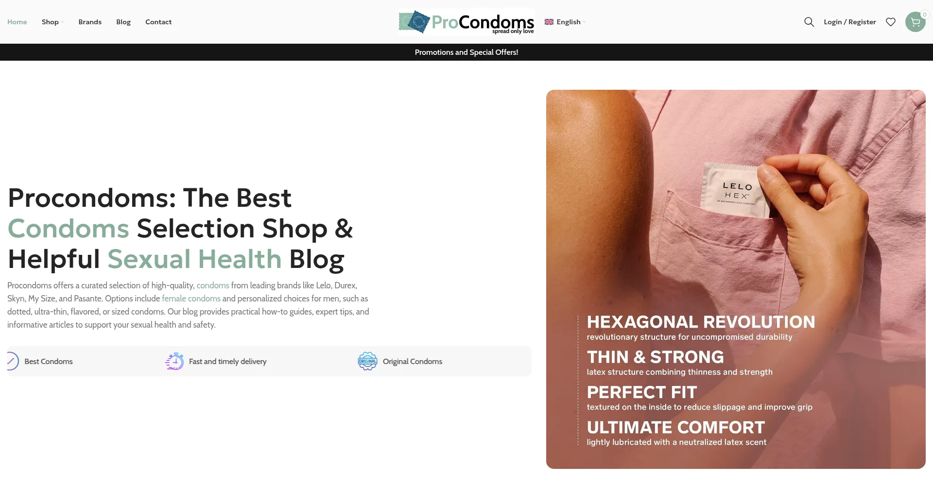 Website screenshot of Procondoms.com