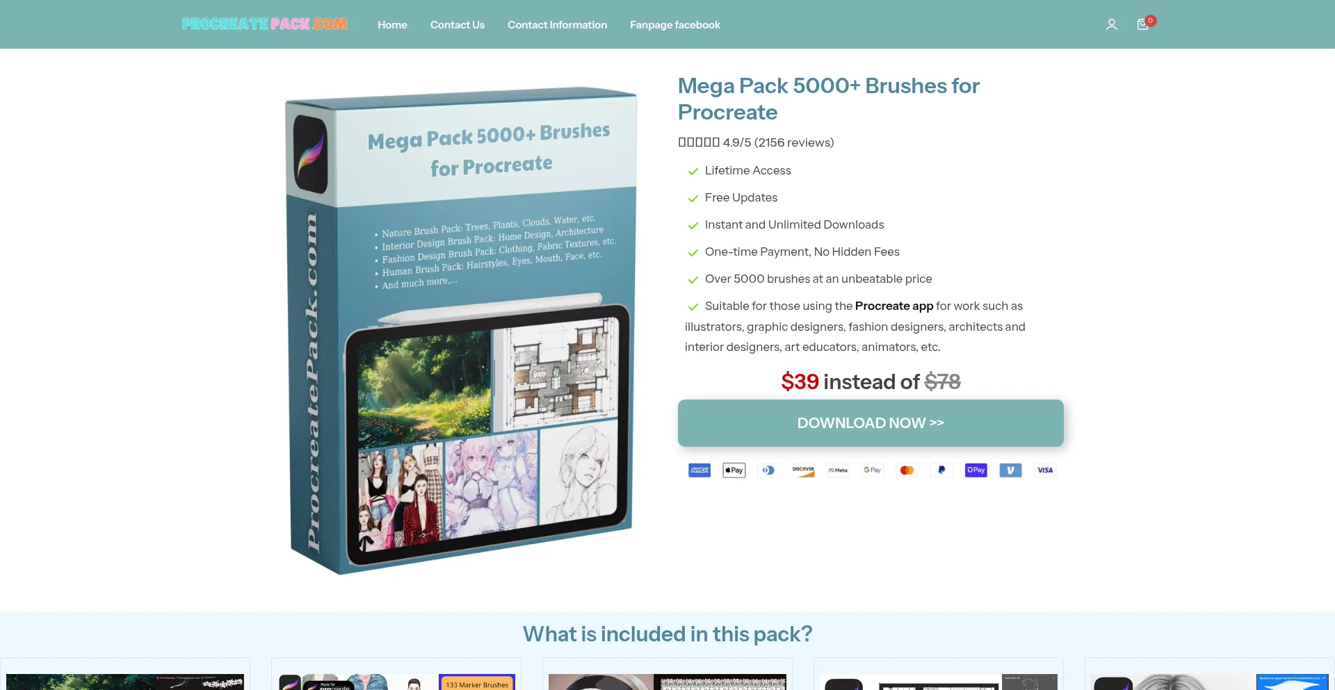 Website screenshot of Procreatepack.com