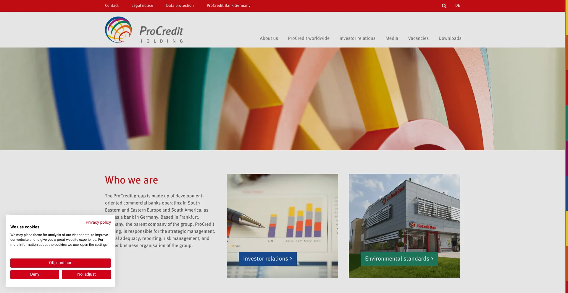 Website screenshot of Procredit-group.com