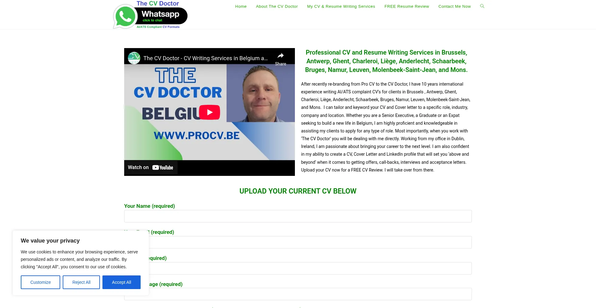 Website screenshot of Procv.be