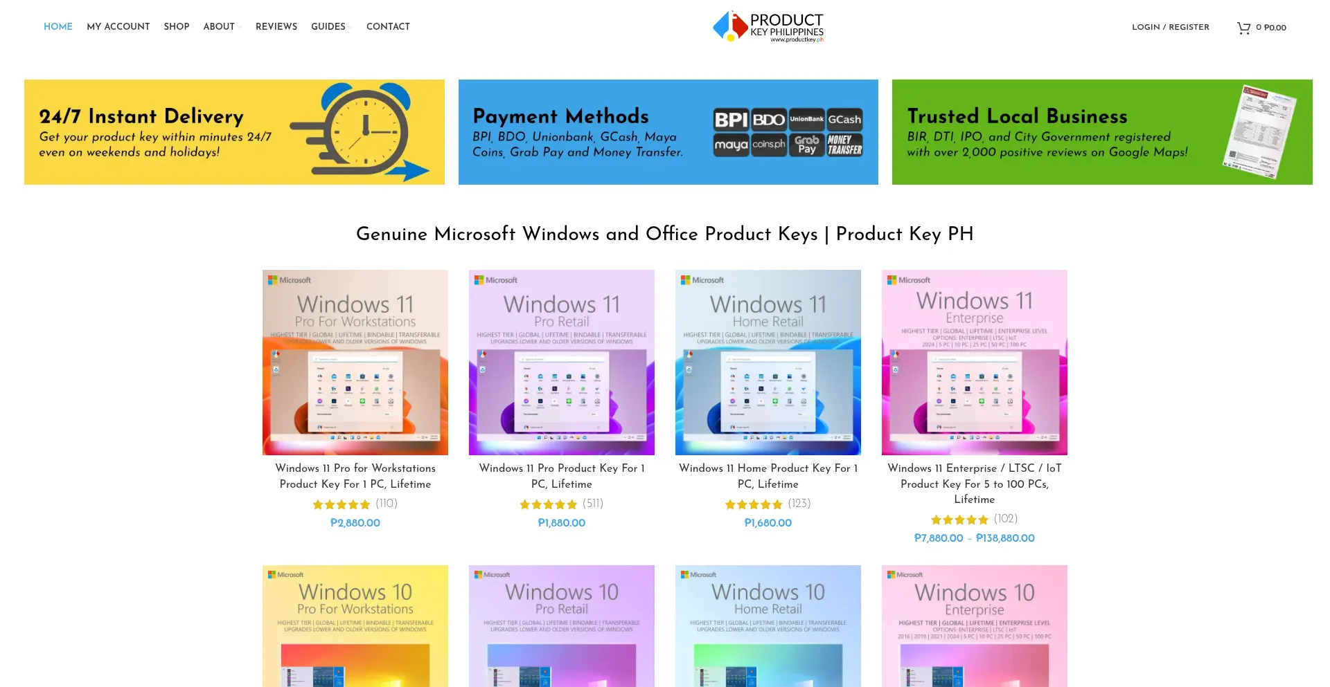 Website screenshot of Productkey.ph