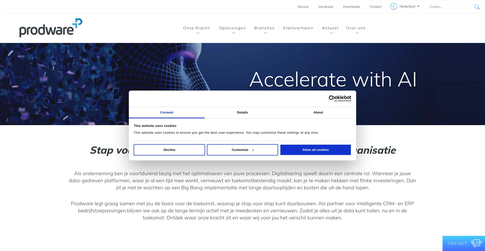 Website screenshot of Prodware.nl