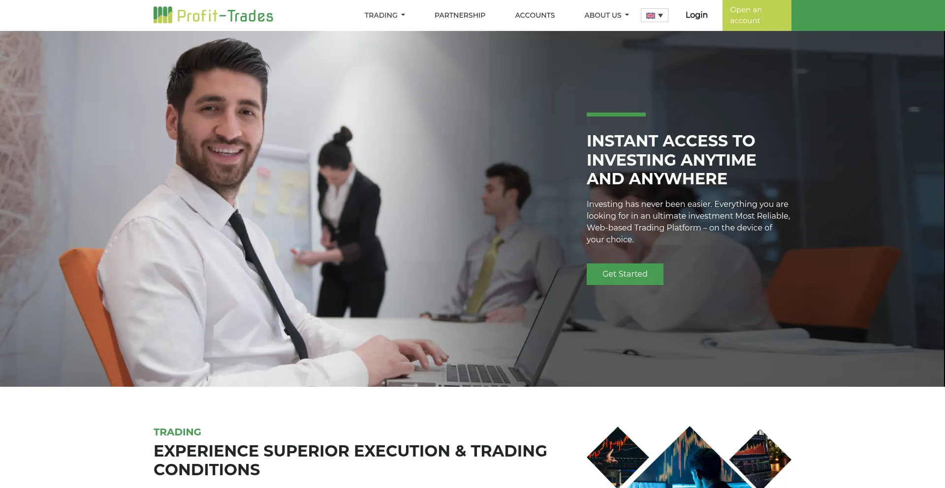 Website screenshot of Profit-trades.com