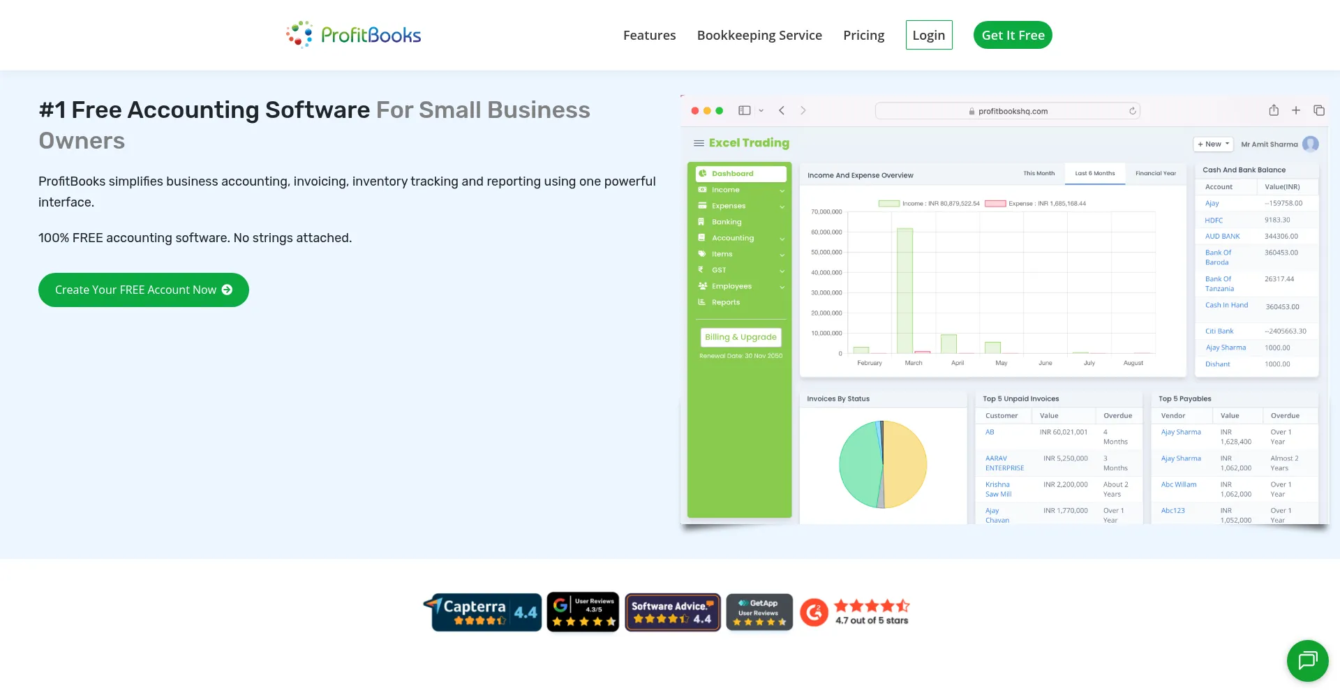 Website screenshot of Profitbooks.net