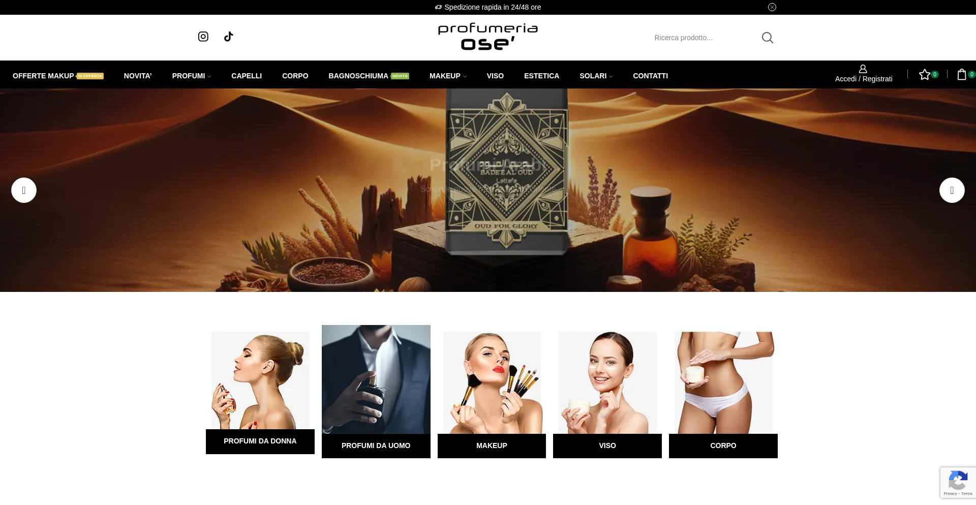 Website screenshot of Profumeriaose.com