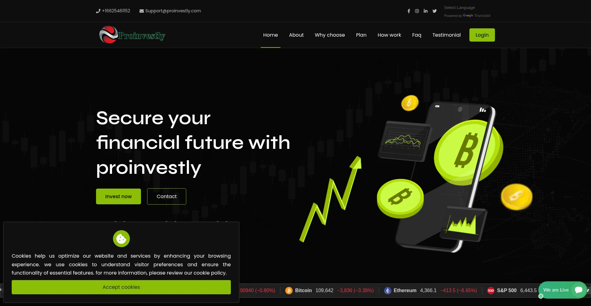 Website screenshot of Proinvestly.com