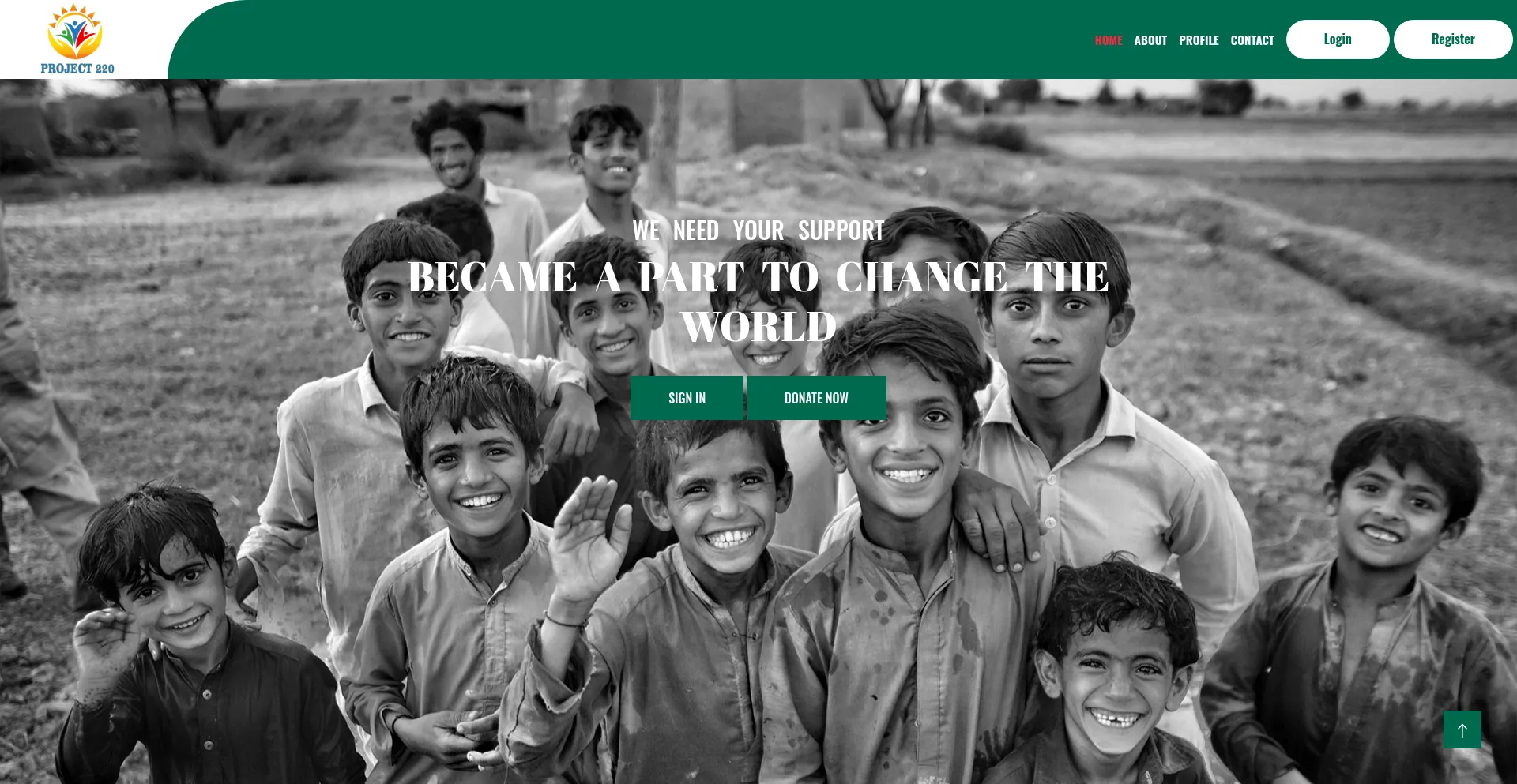 Website screenshot of Project220.org