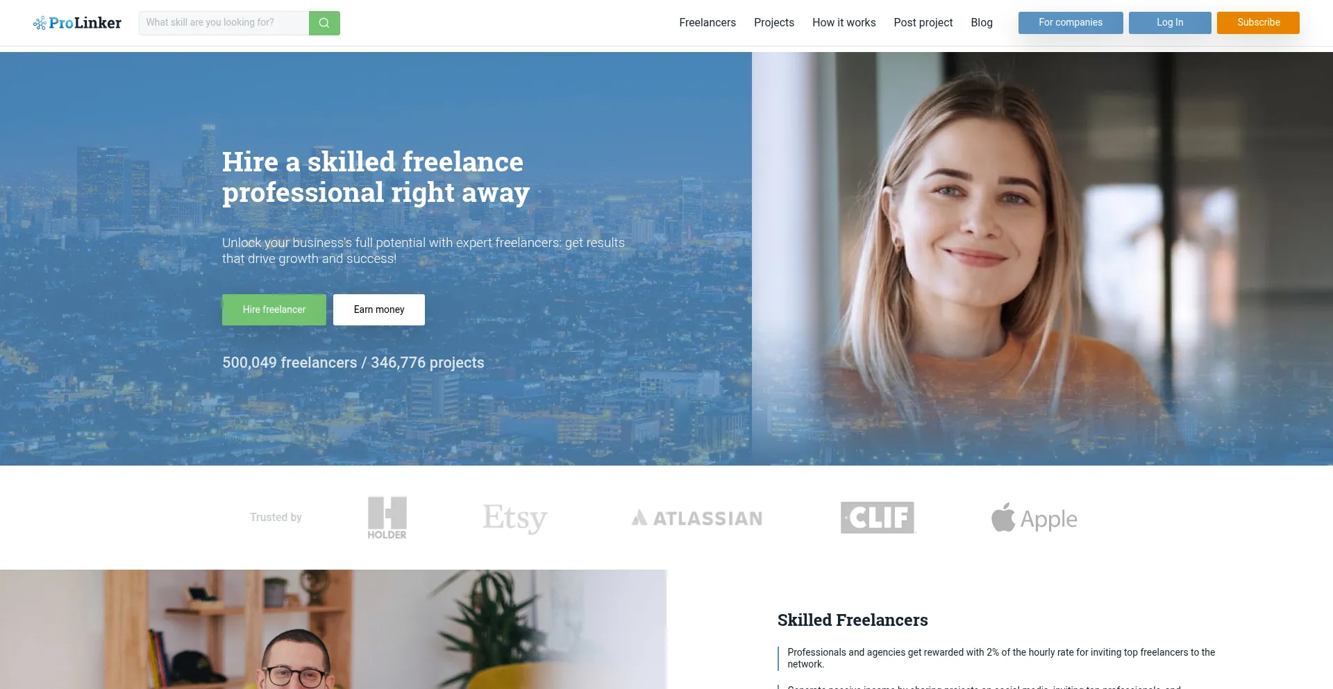 Website screenshot of Prolinker.com