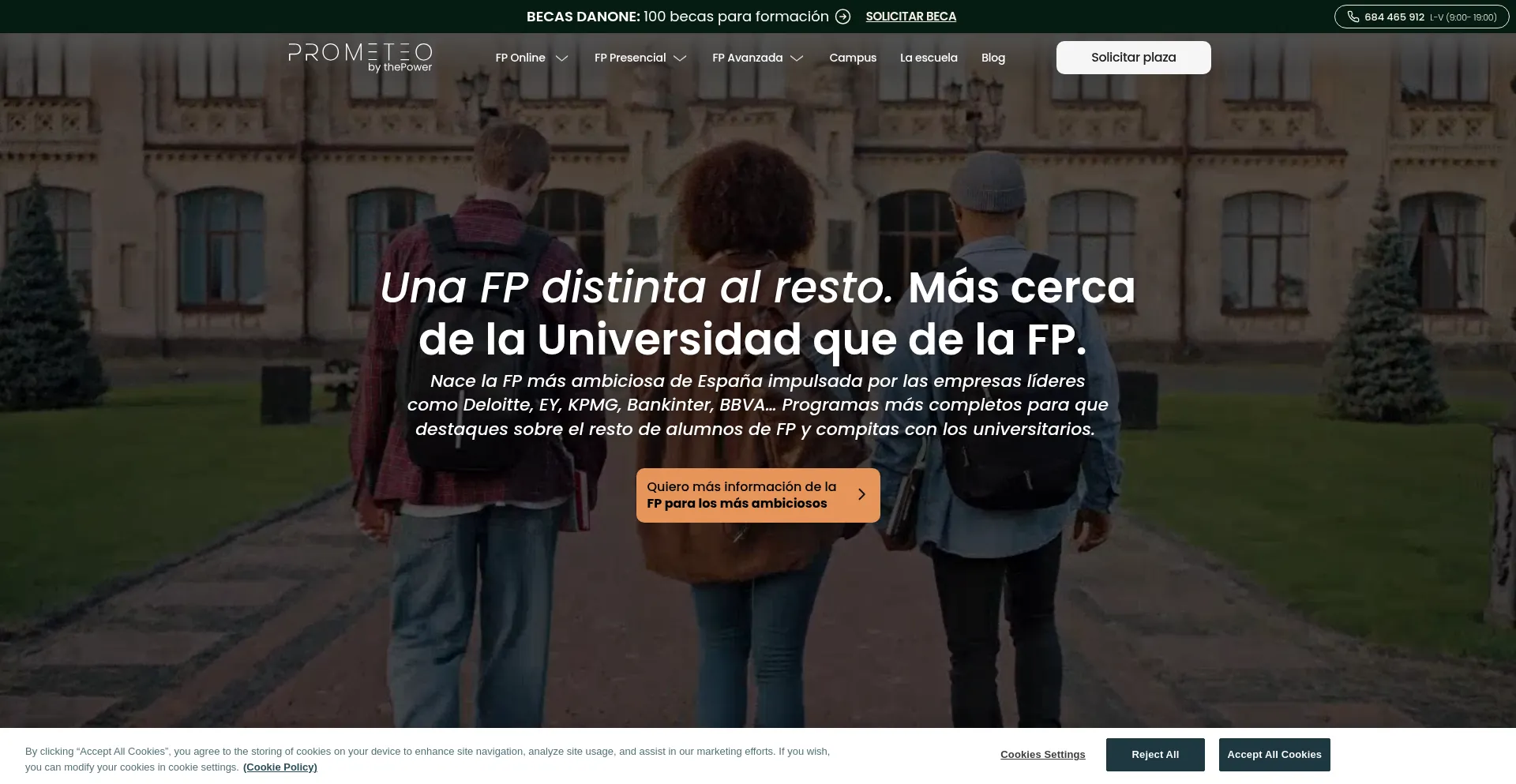 Website screenshot of Prometeo-fp.com