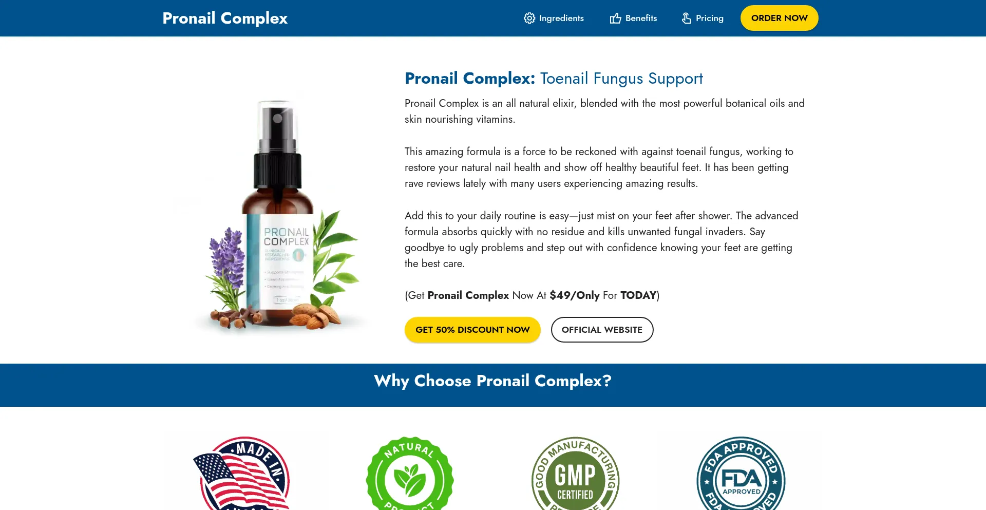 Website screenshot of Pronailcompelx.com