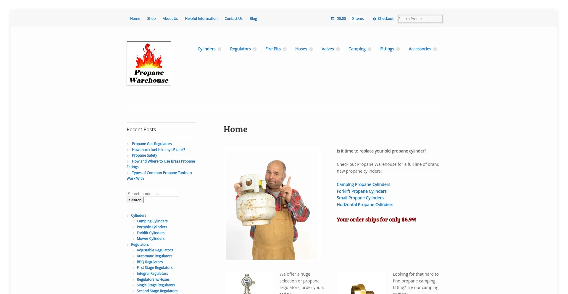 Website screenshot of Propanewarehouse.com