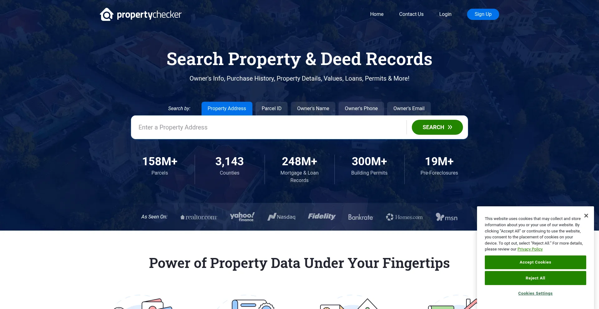 Website screenshot of Propertychecker.org