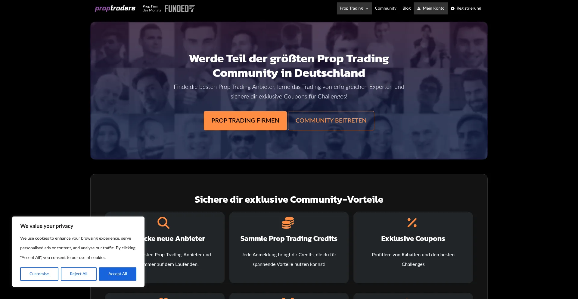 Website screenshot of Proptraders.de