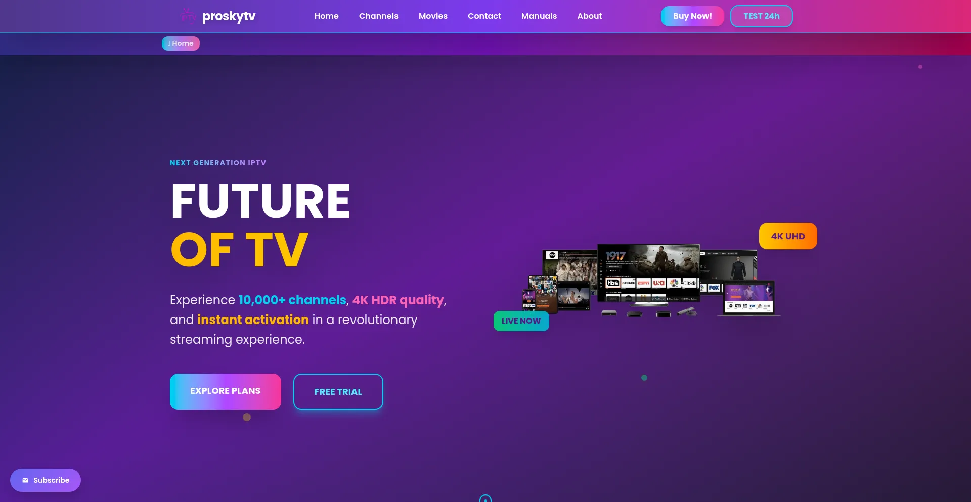 Website screenshot of Proskytv.net