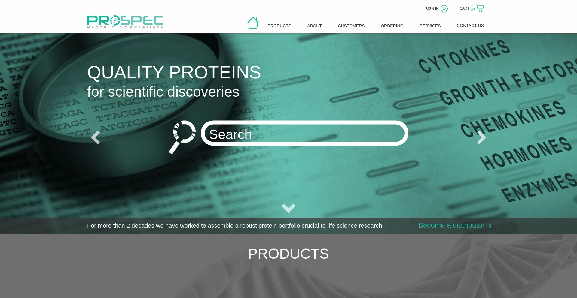 Website screenshot of Prospecbio.com