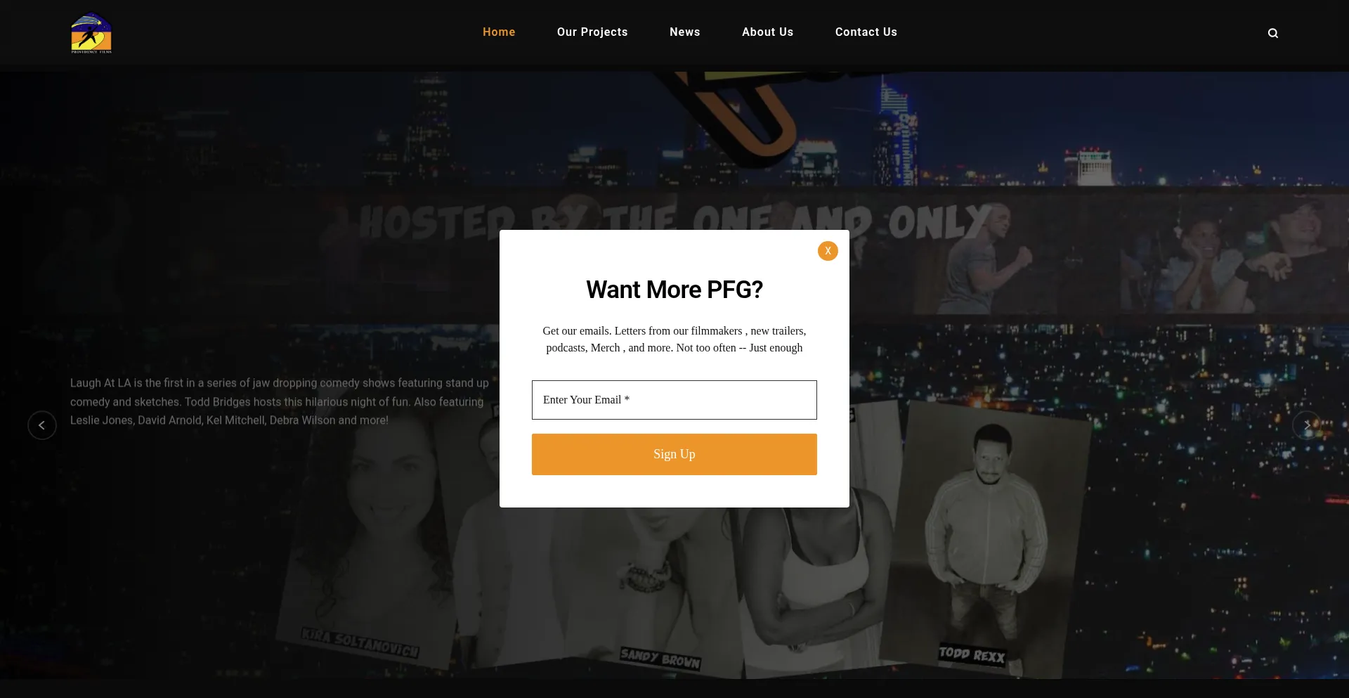 Website screenshot of Providencefilmgroup.org