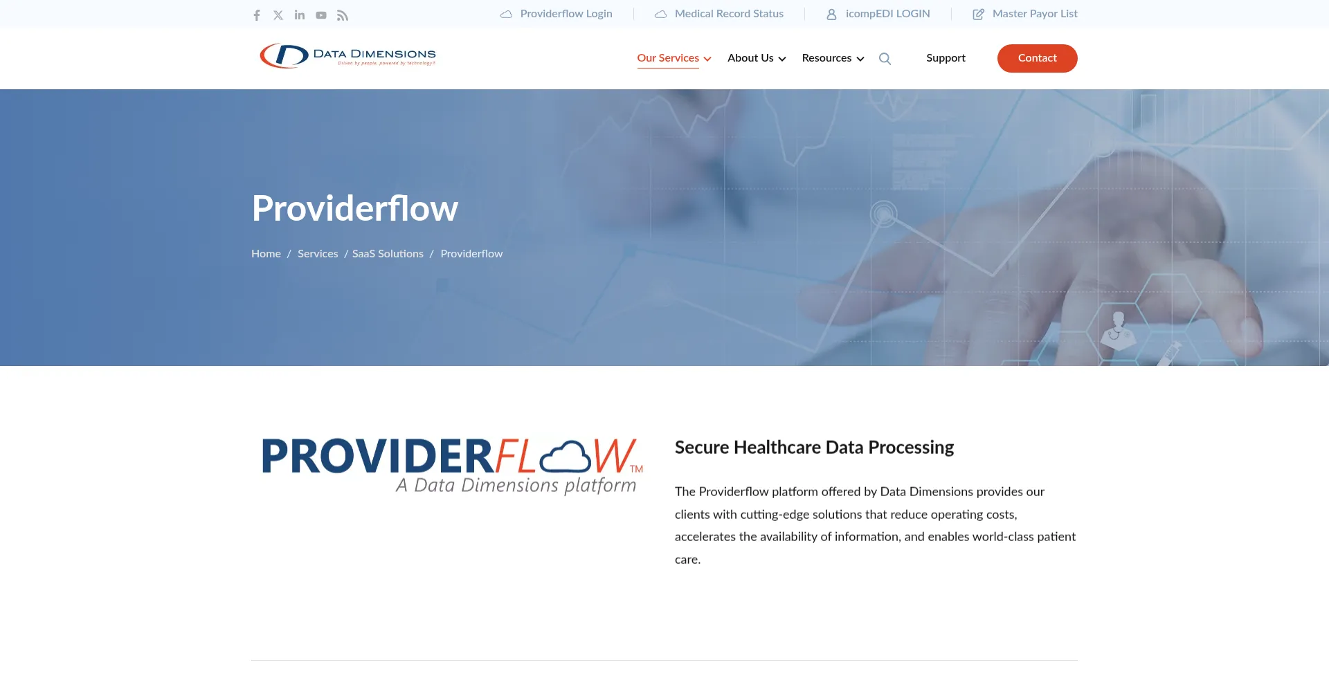 Website screenshot of Providerflow.com