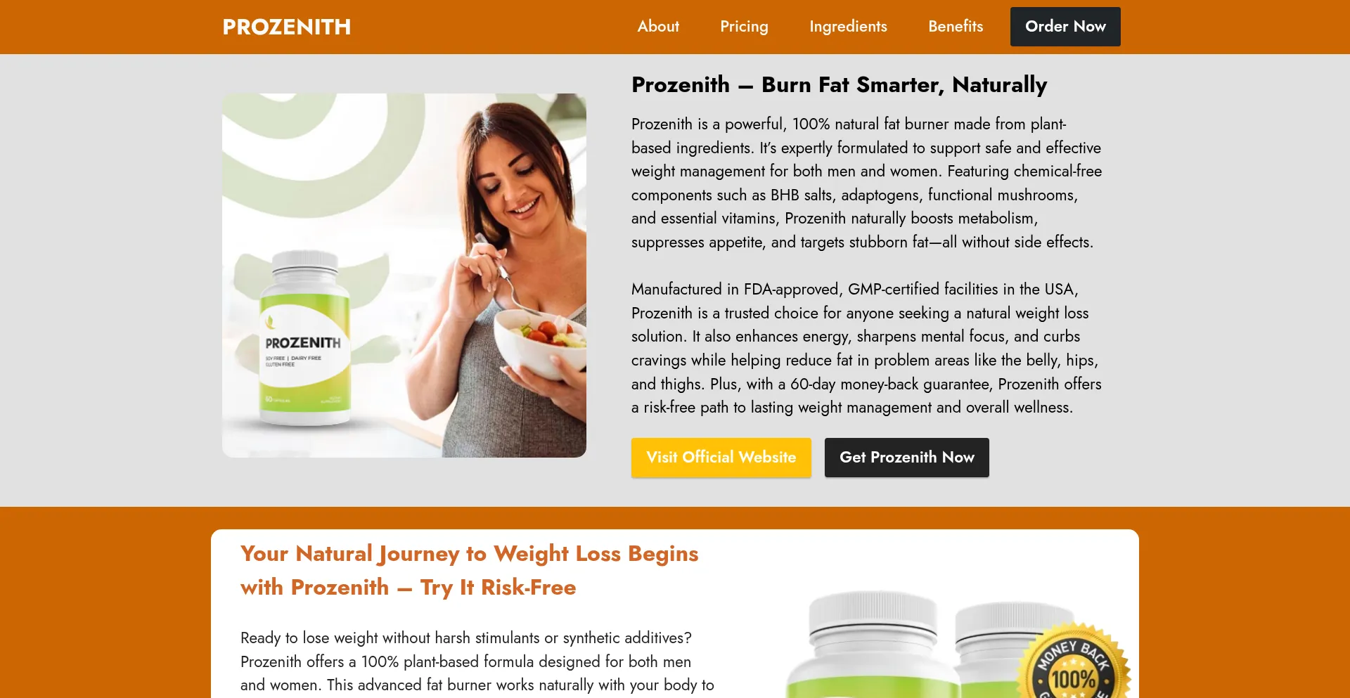 Website screenshot of Prozeneth.com