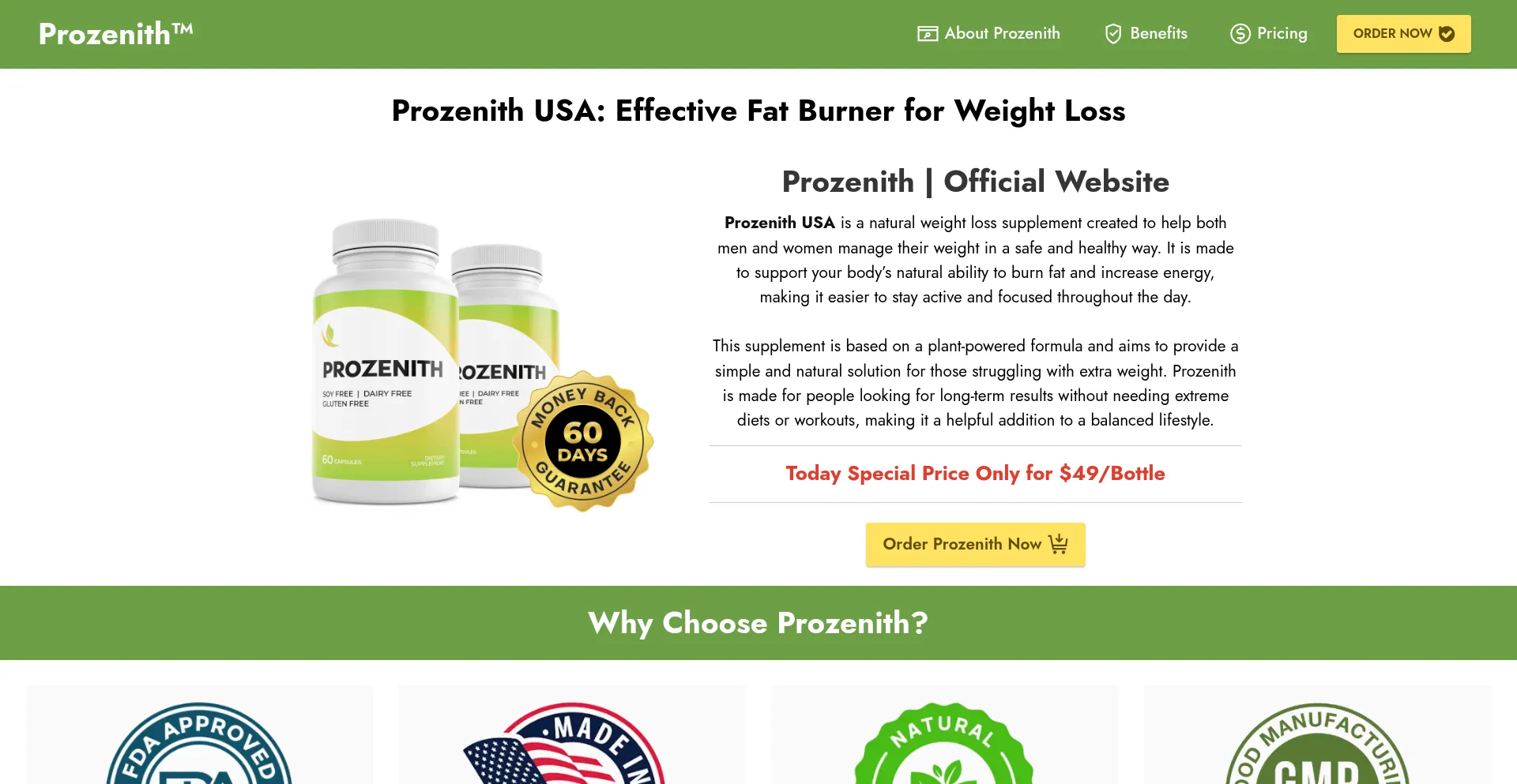 Website screenshot of Prozenith.cc