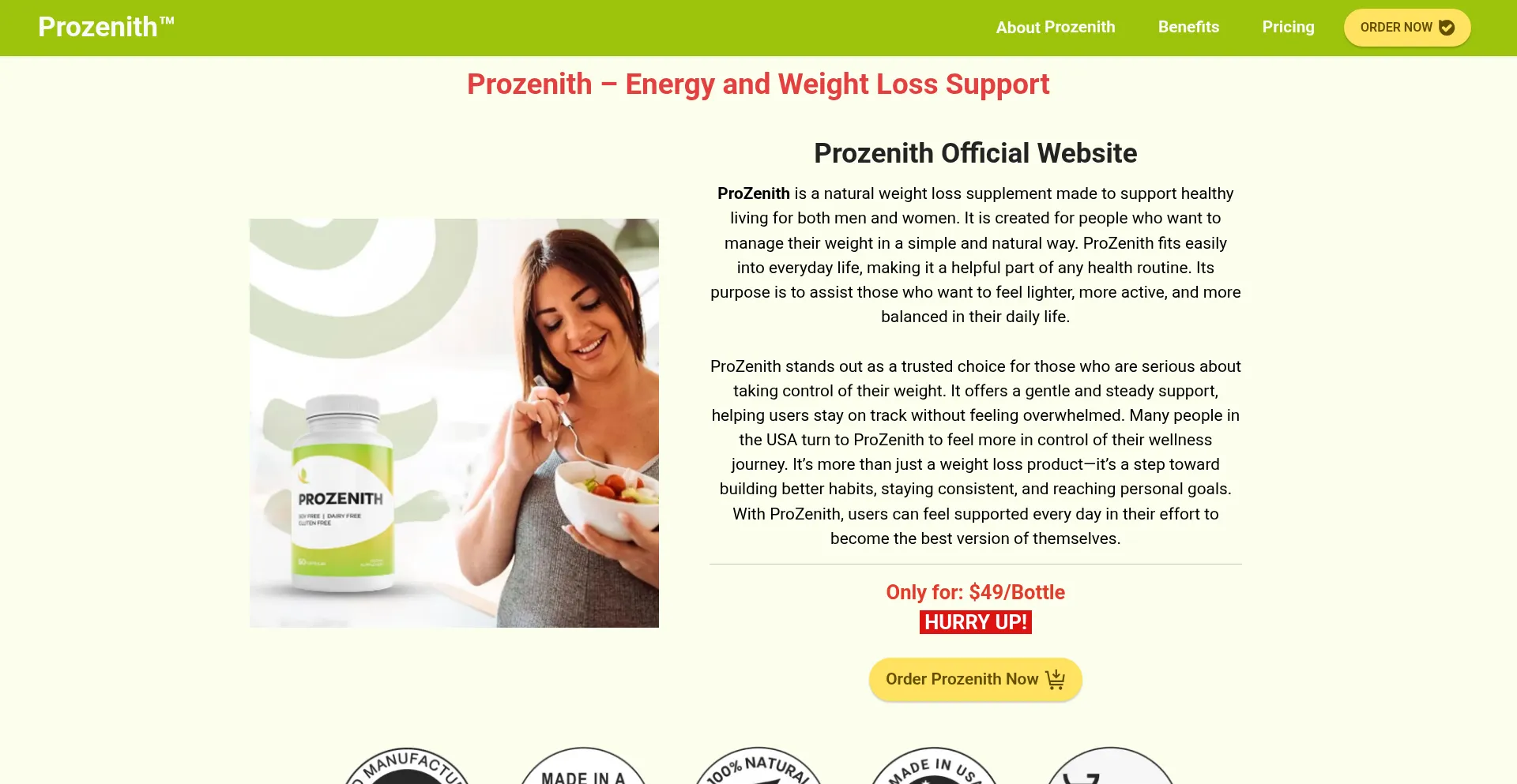 Website screenshot of Prozenith-tm.com