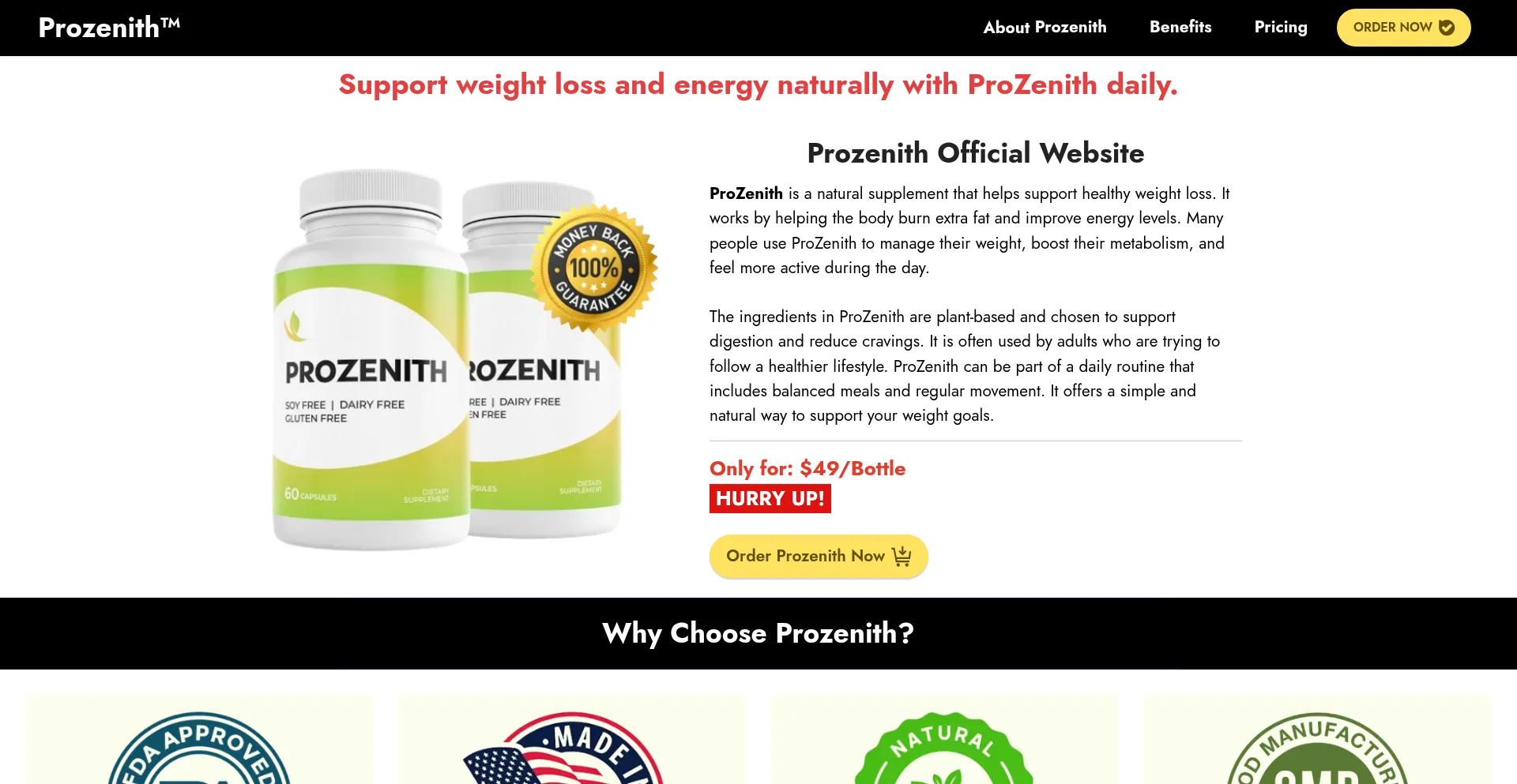 Website screenshot of Prozenithi.com