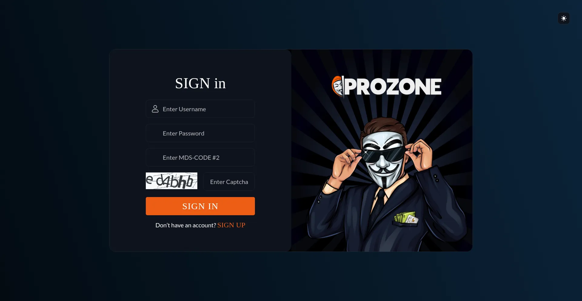 Website screenshot of Prozon.cc