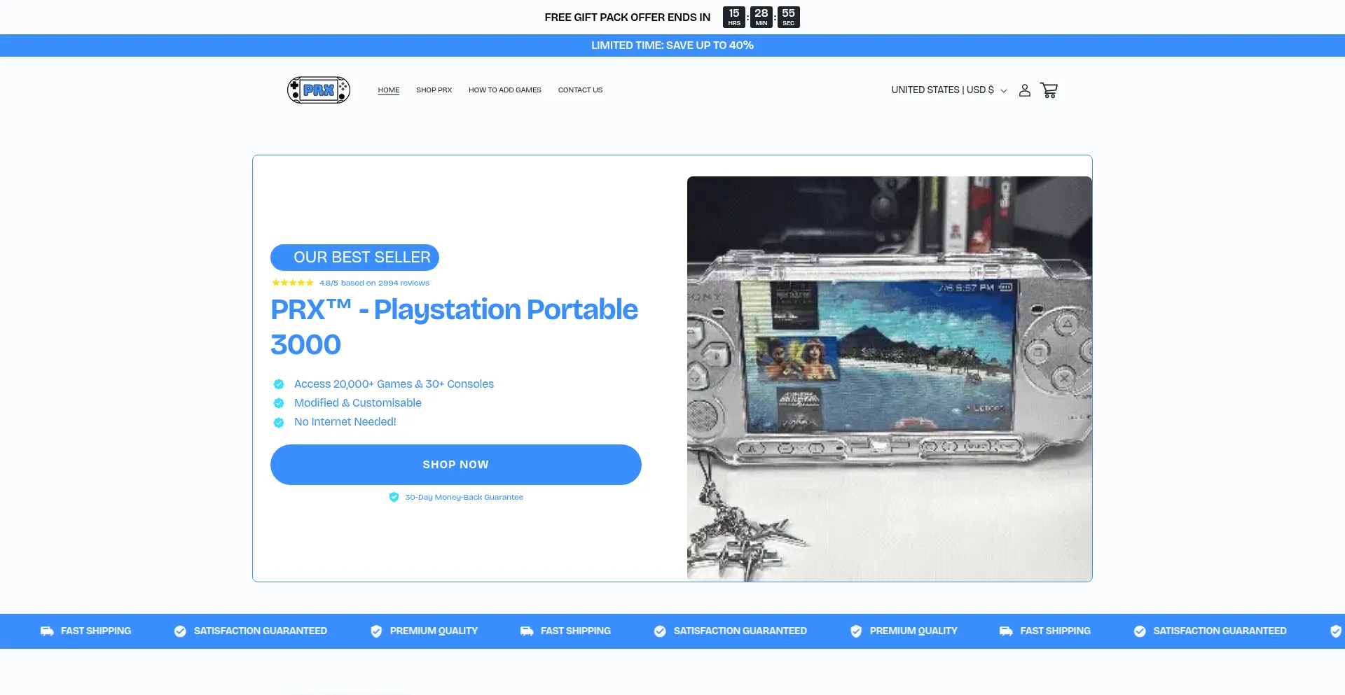 Website screenshot of Prxera.com