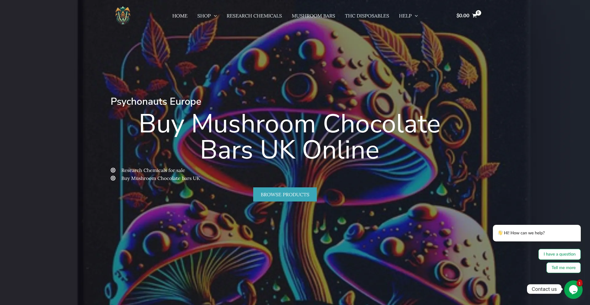 Website screenshot of Psilocyinchocolatebars.uk