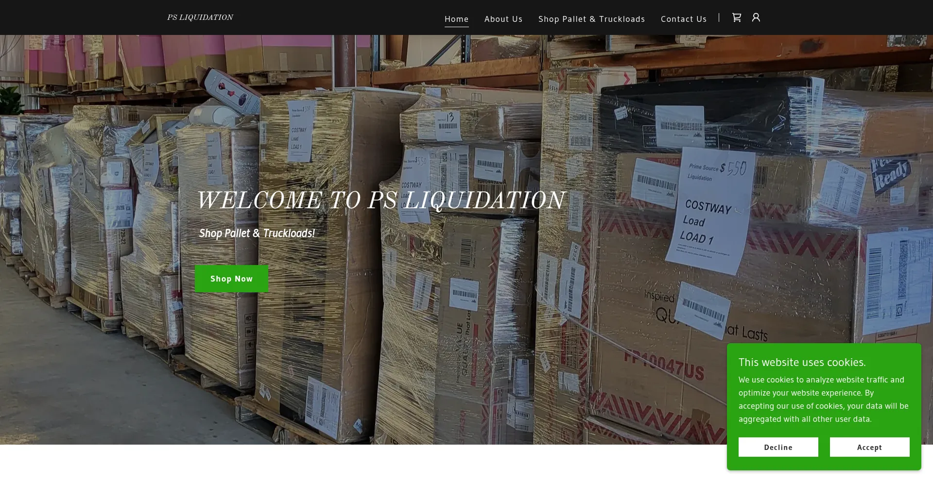 Website screenshot of Psliquidation.com
