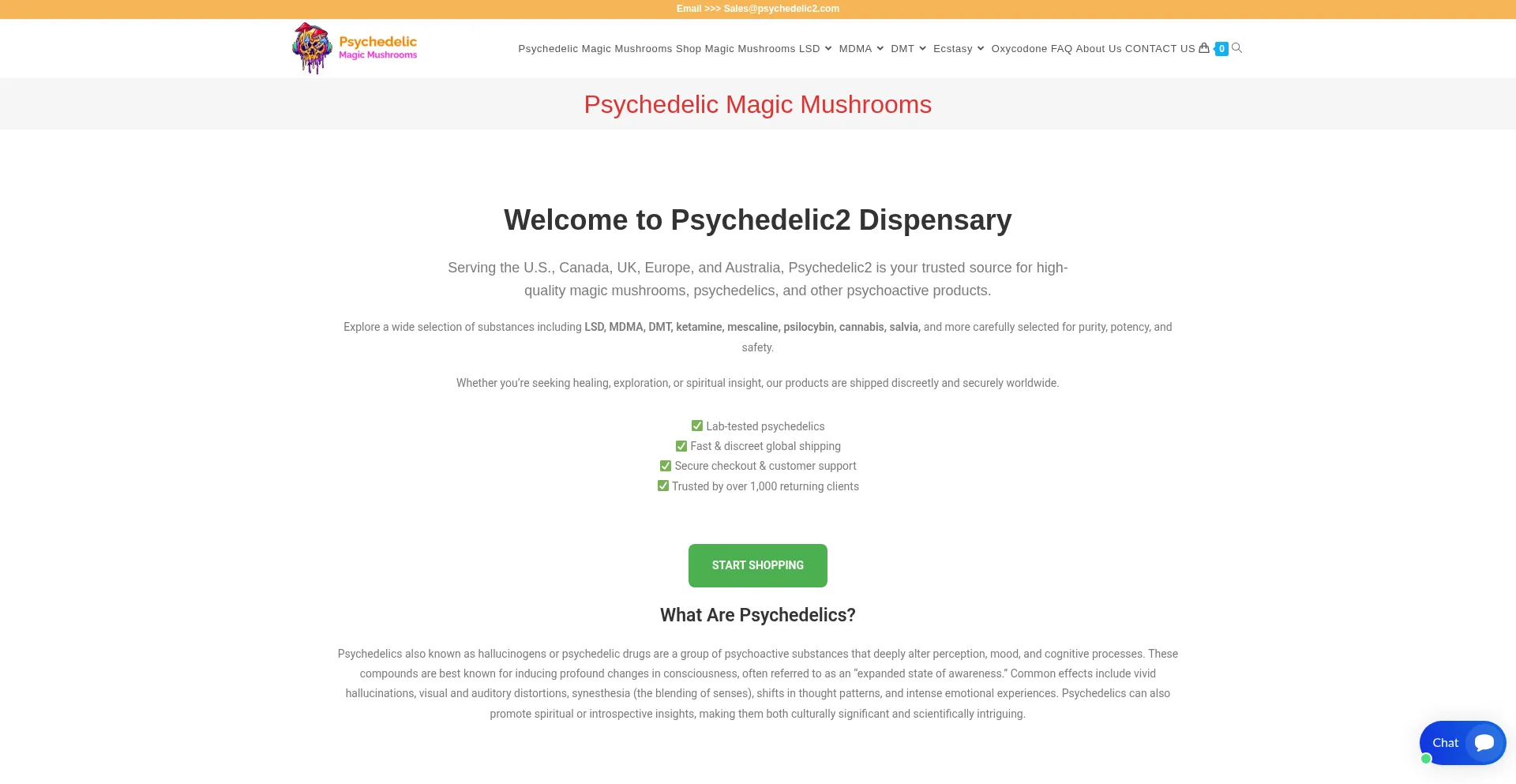 Website screenshot of Psychedelic2.com