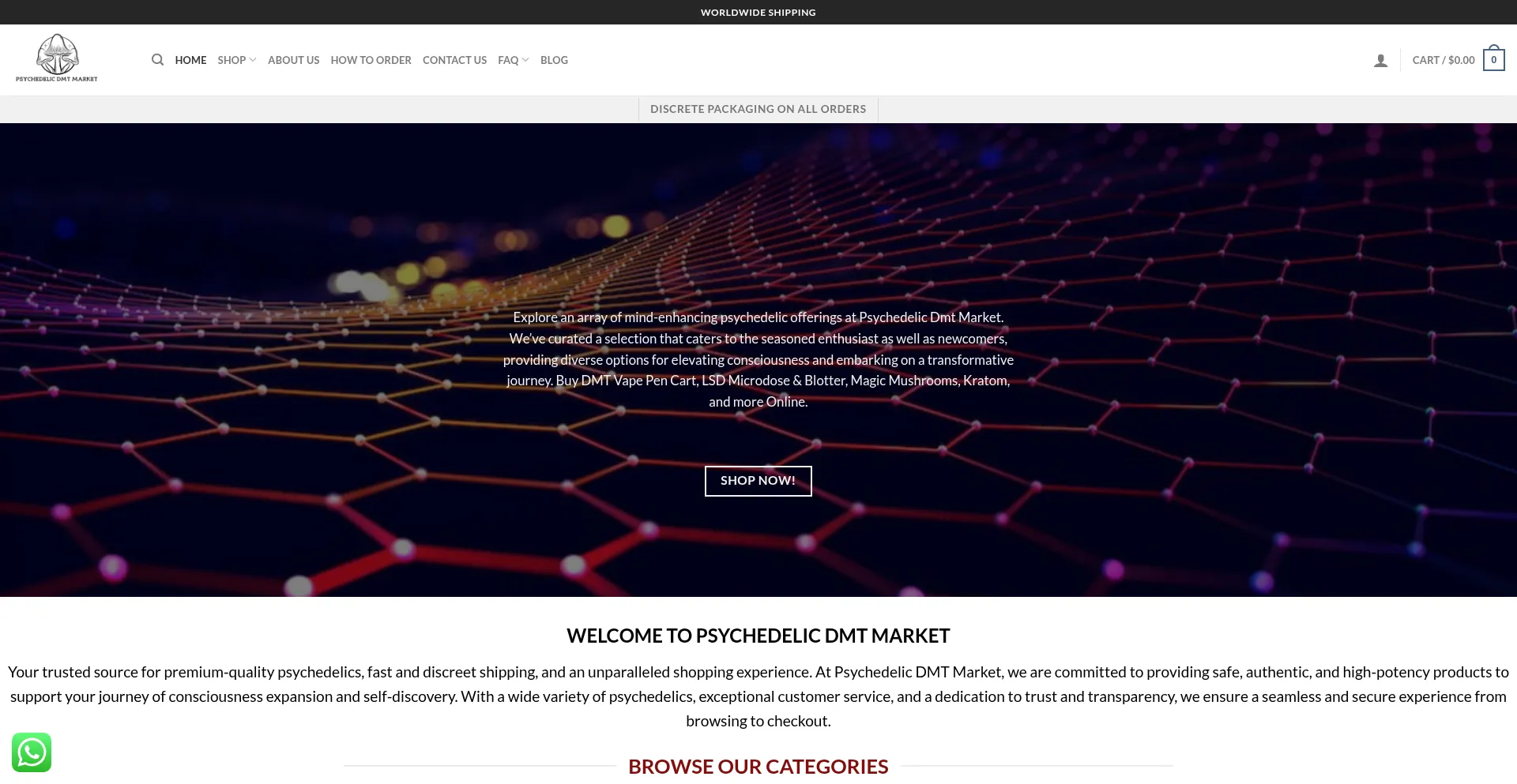 Website screenshot of Psychedelicdmtmarket.com
