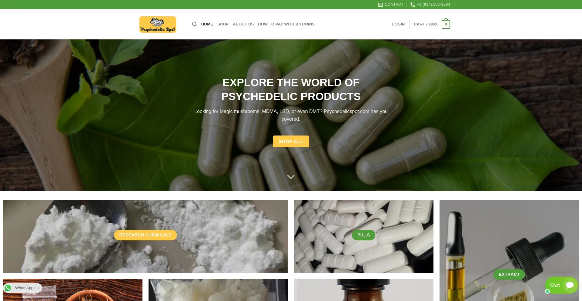 Website screenshot of Psychedelicspot.com
