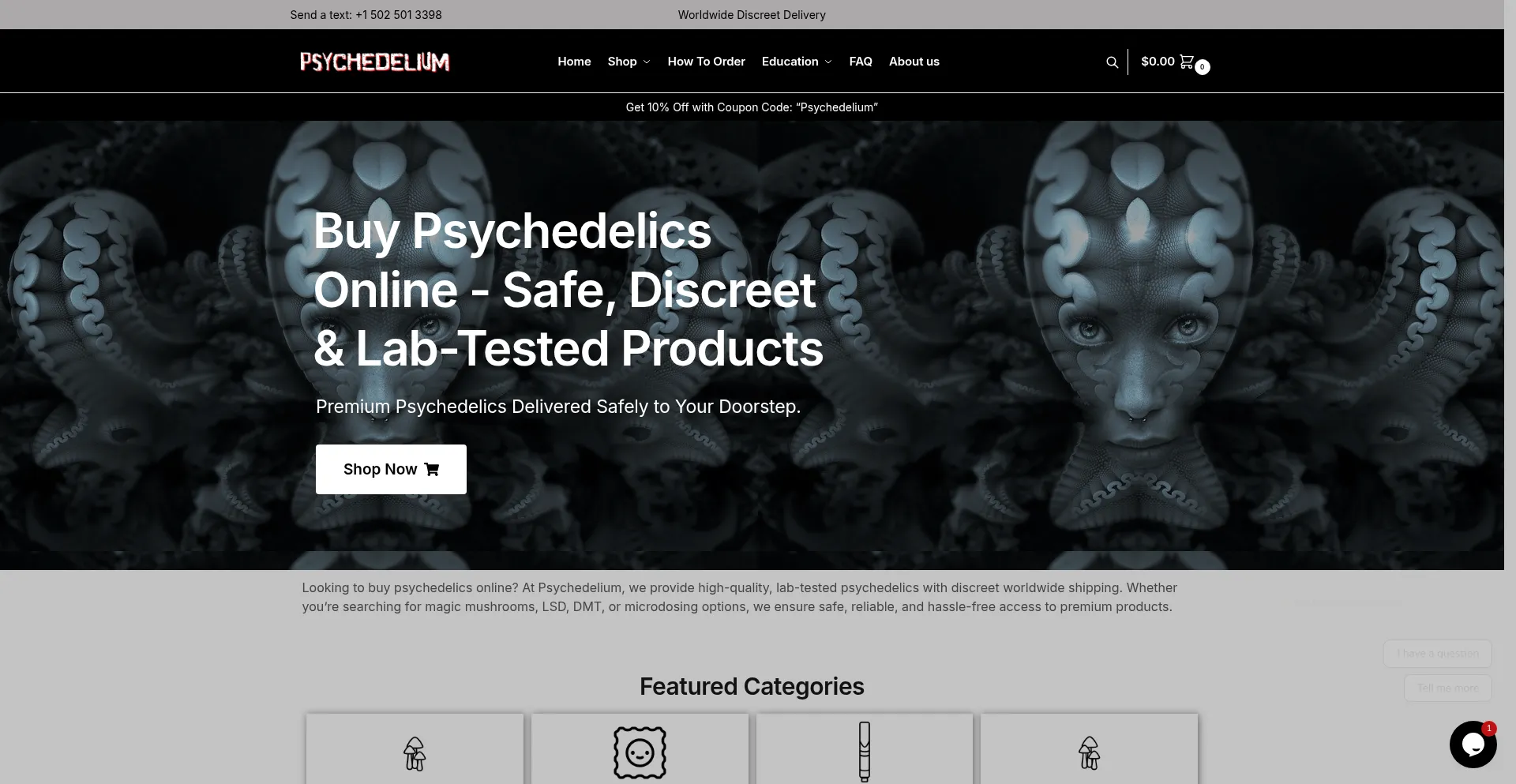 Website screenshot of Psychedelium.com