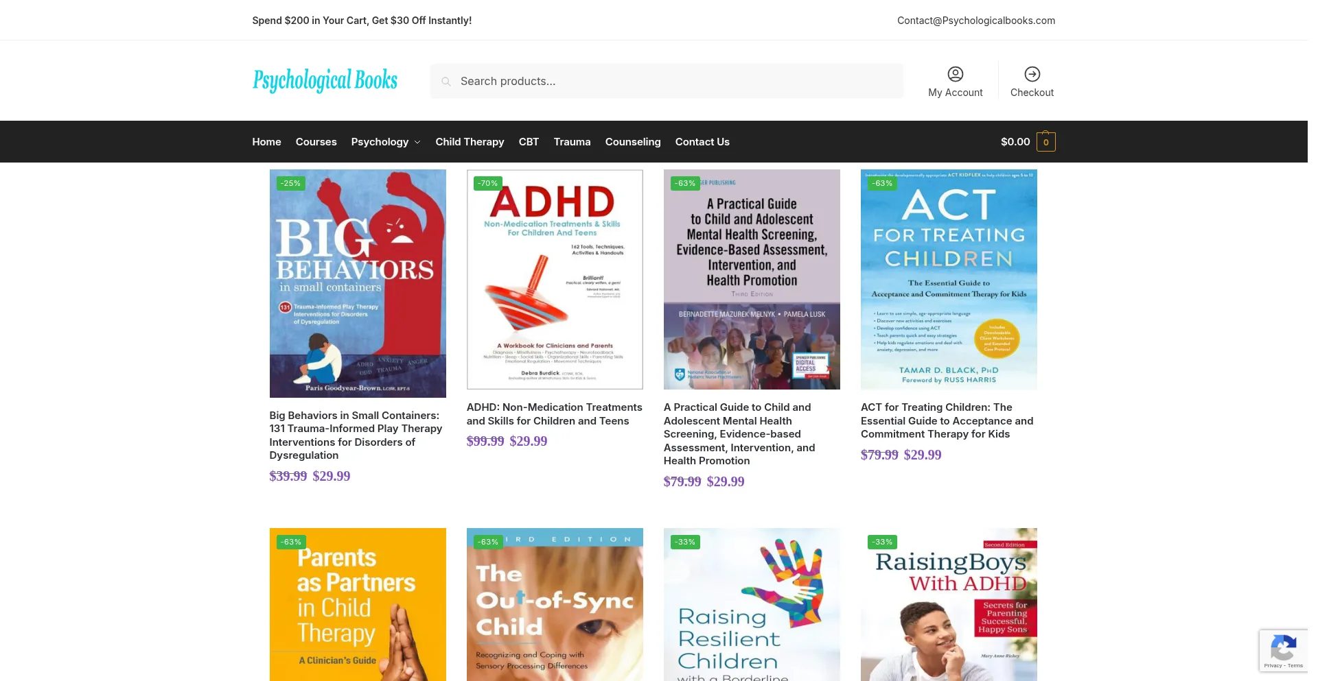 Website screenshot of Psychologicalbooks.com