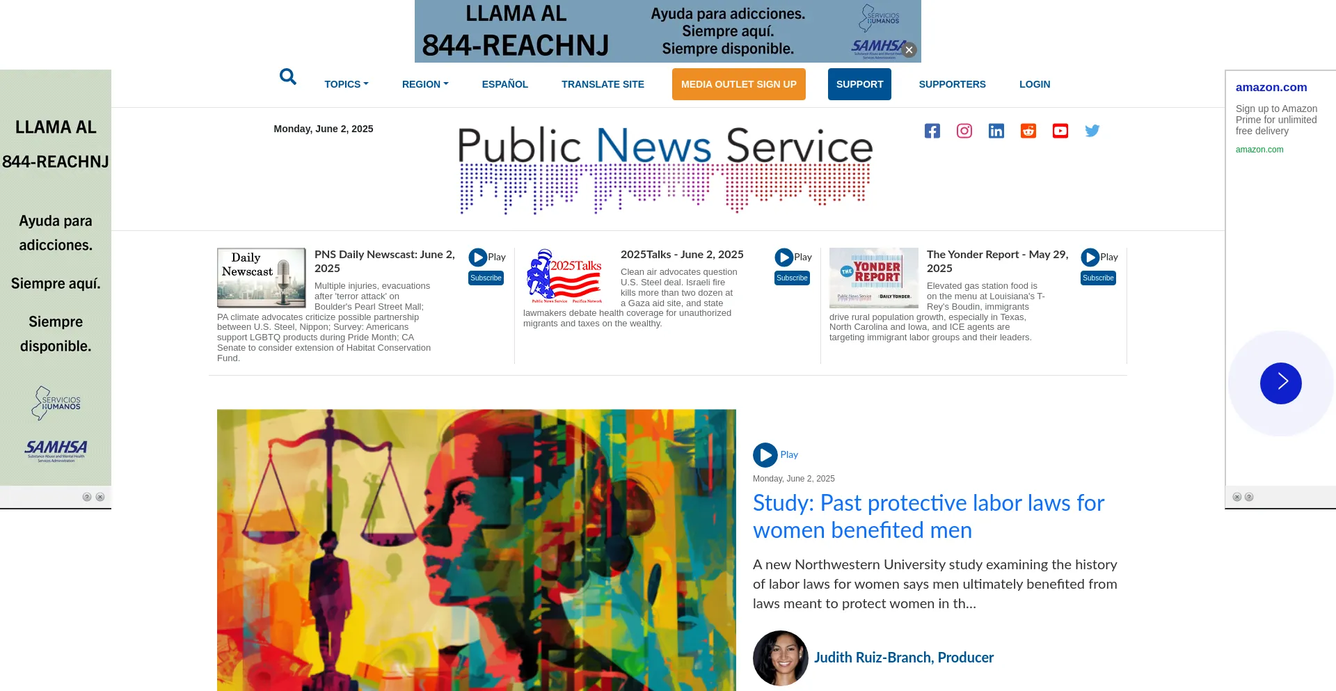 Website screenshot of Publicnewsservice.org
