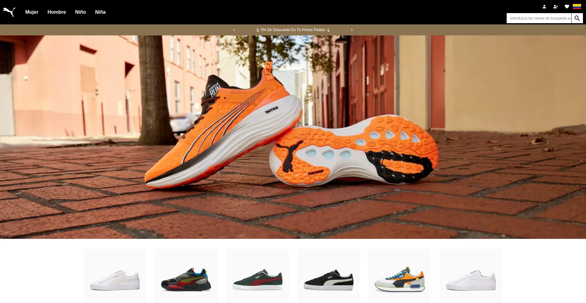 Website screenshot of Pumacolombiashop.com