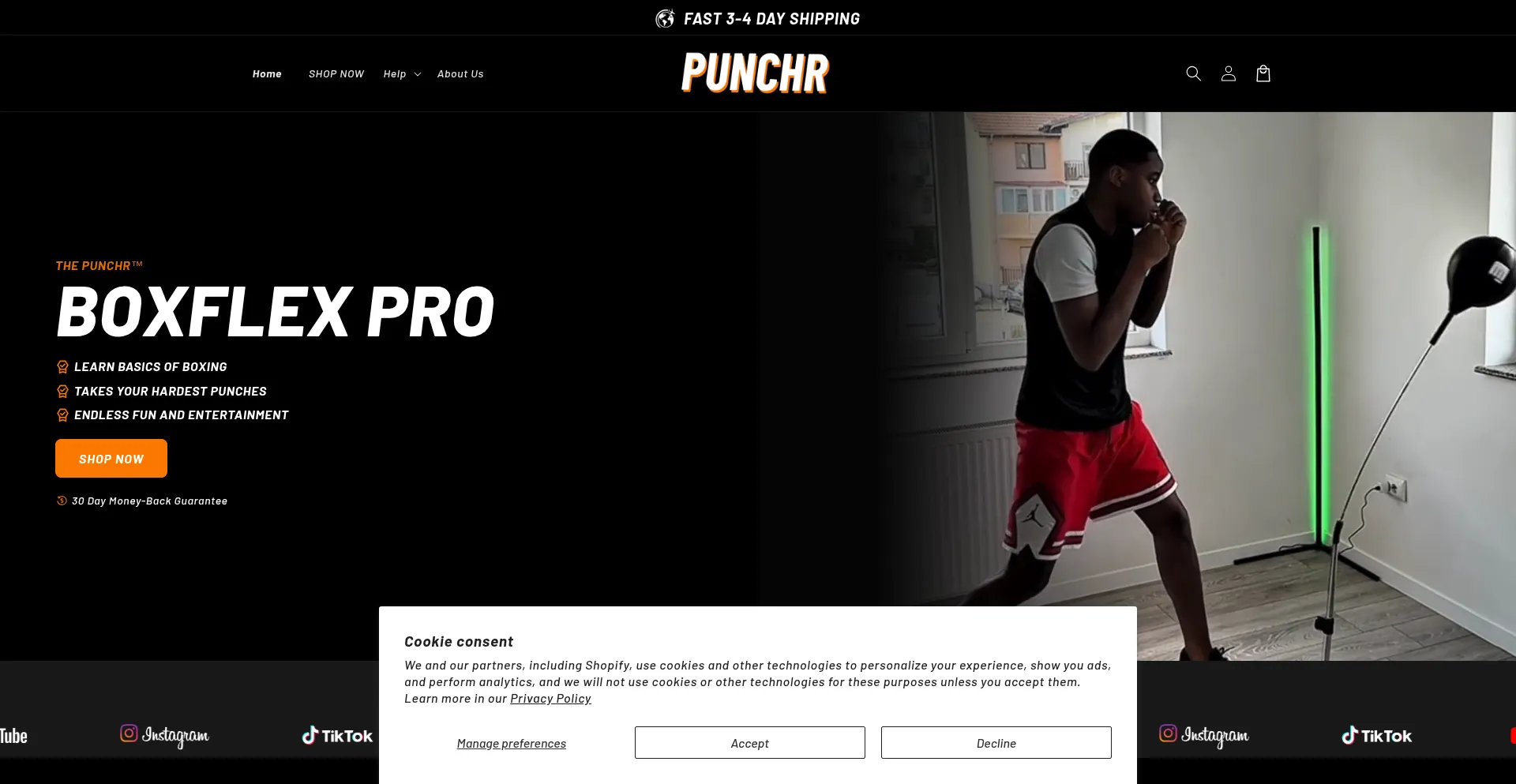 Website screenshot of Punchr.co
