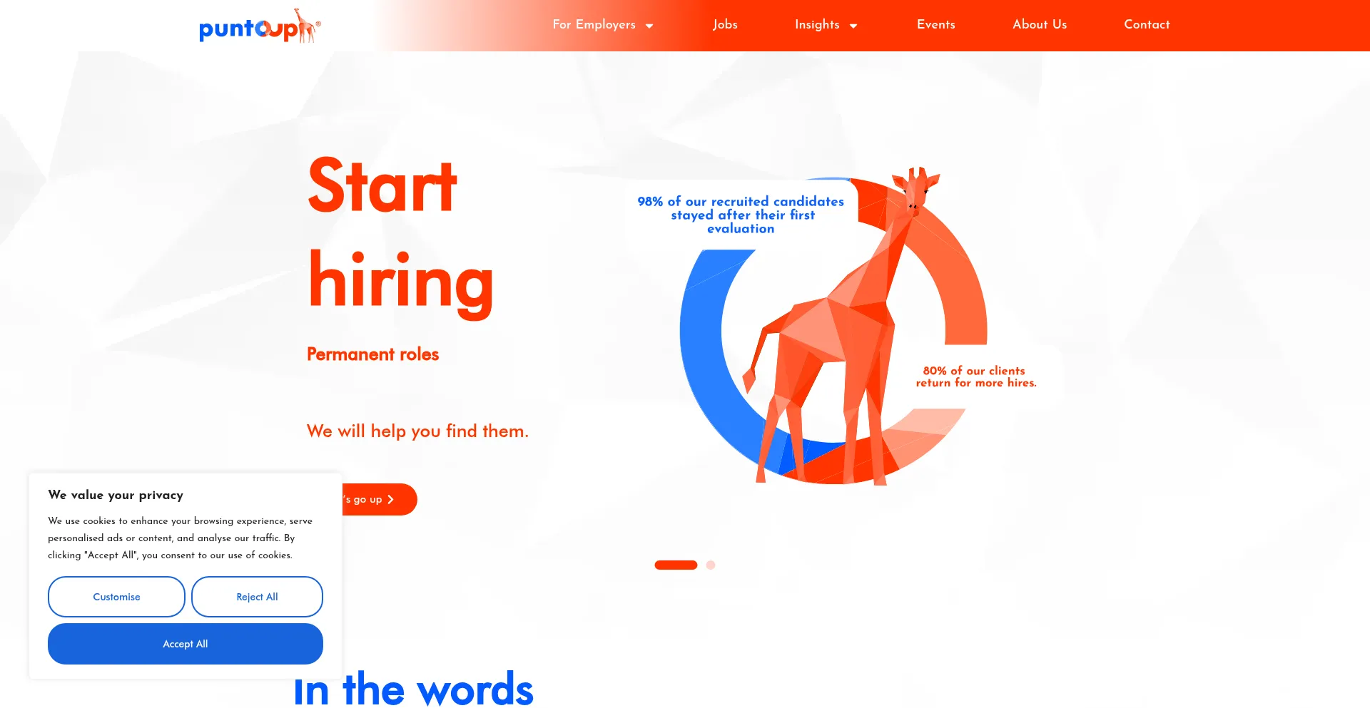 Website screenshot of Puntoup.com