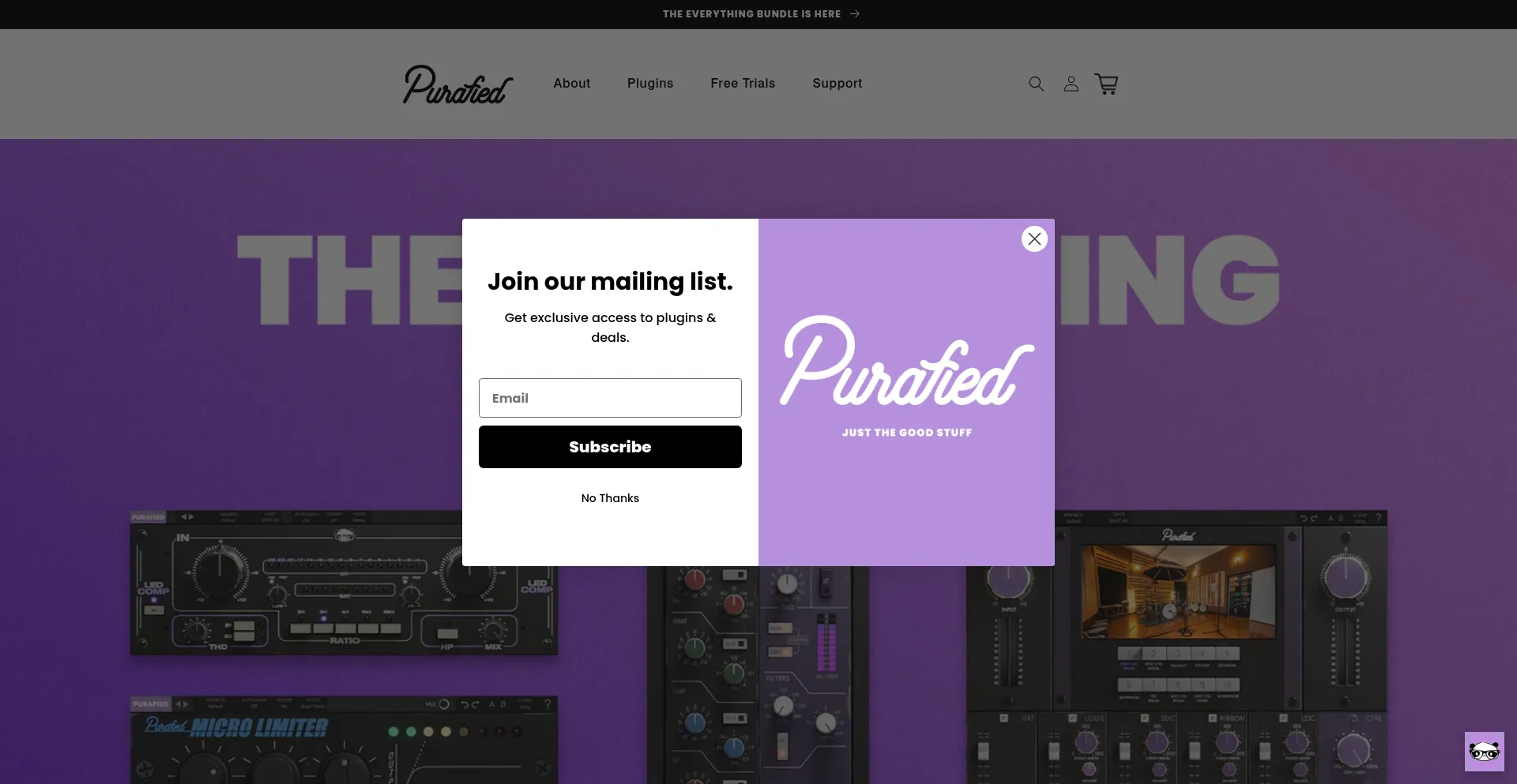 Website screenshot of Purafied.com