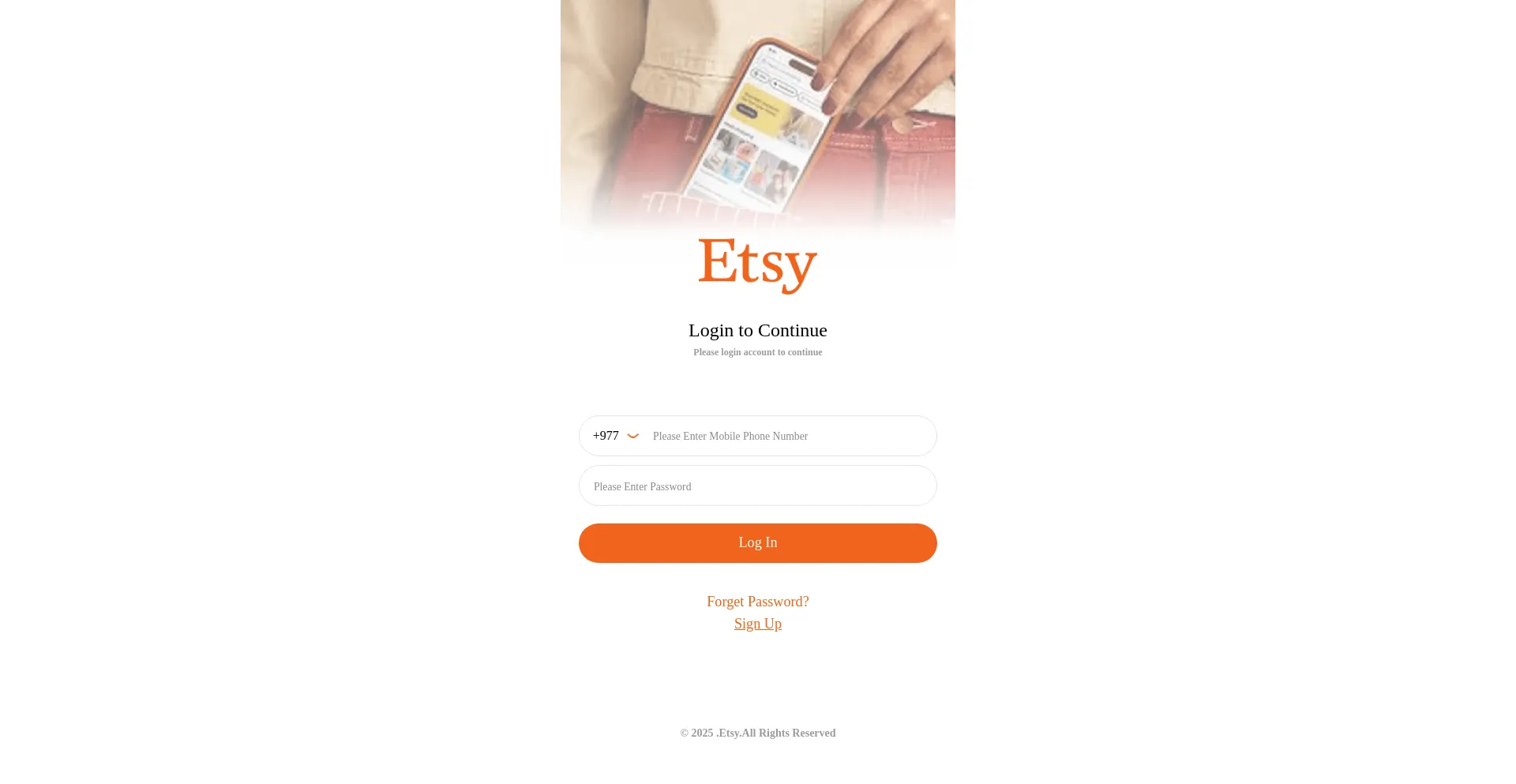 Website screenshot of Purchaseonlineetsy.com