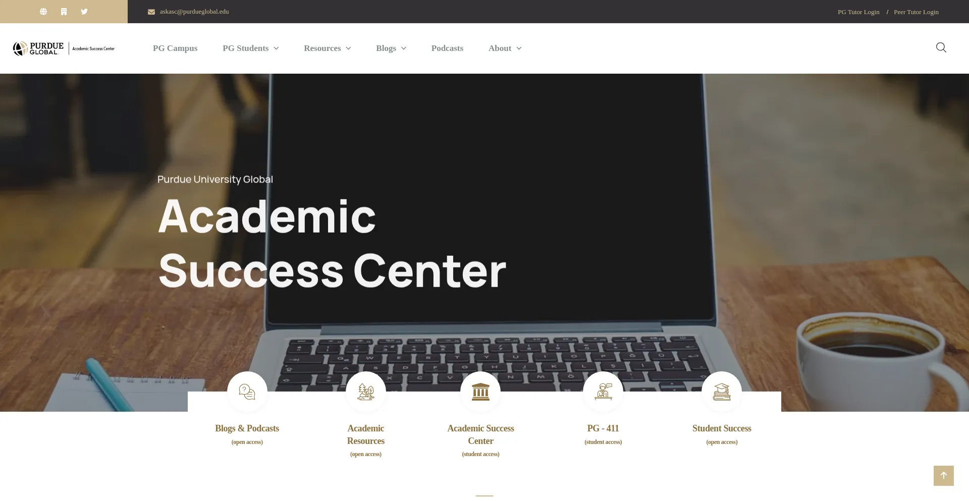Website screenshot of Purdueglobalwriting.center