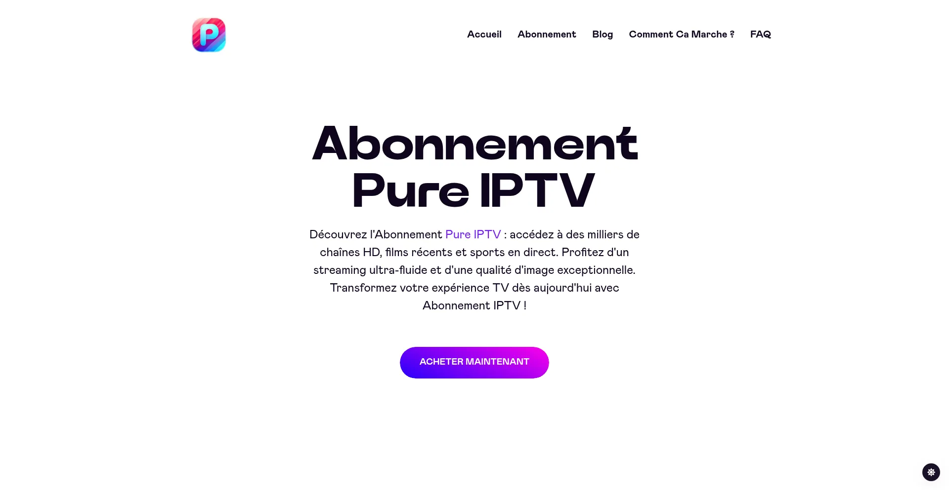 Website screenshot of Pure-iptv.tv