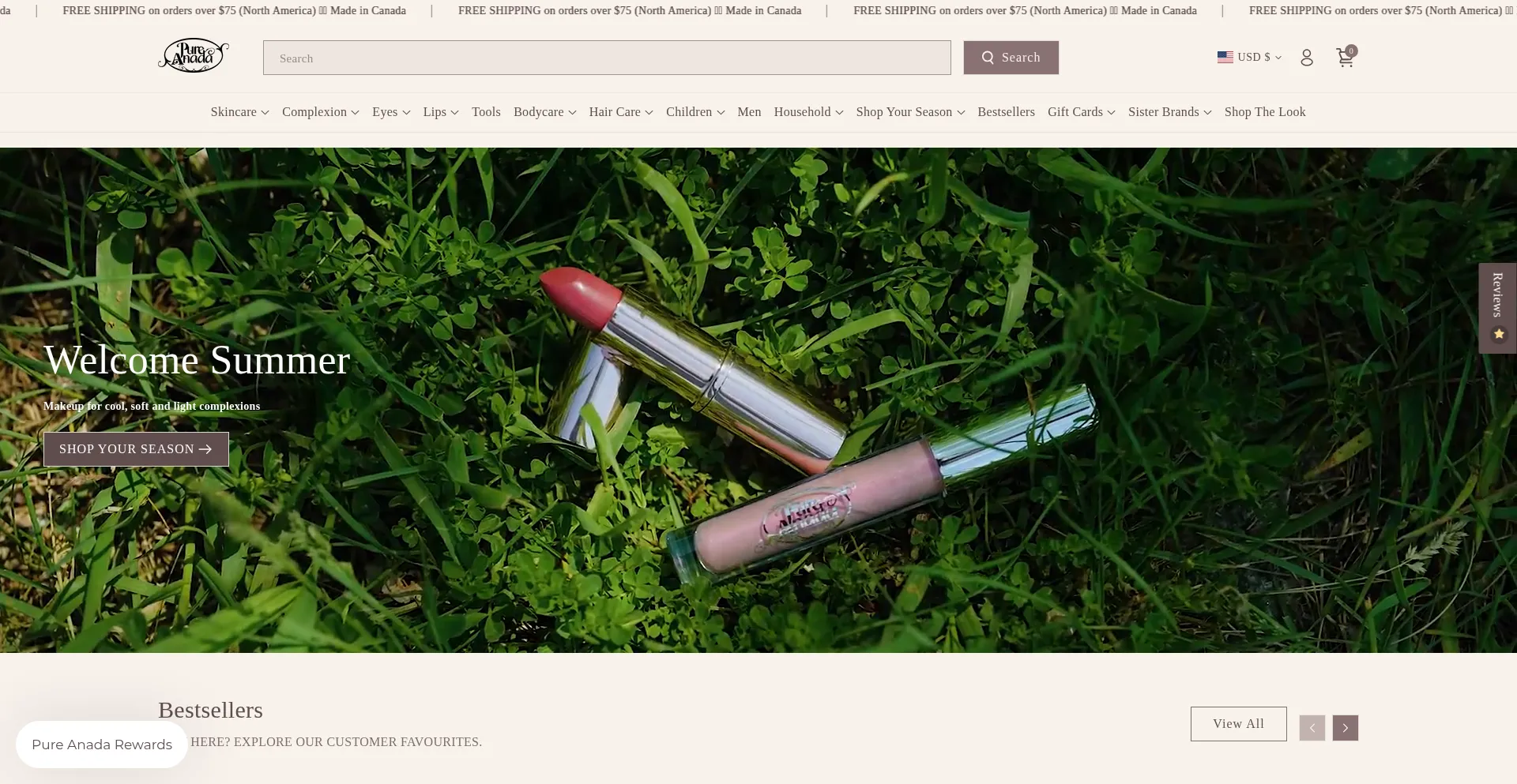 Website screenshot of Pureanada.com