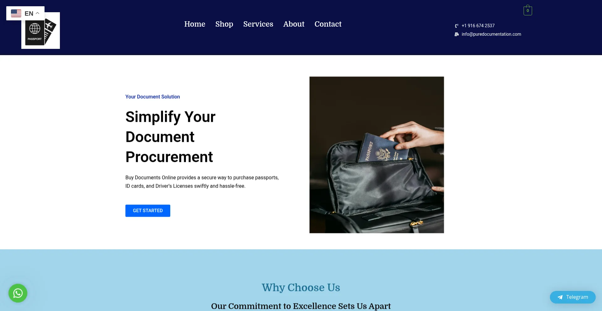 Website screenshot of Puredocumentation.com