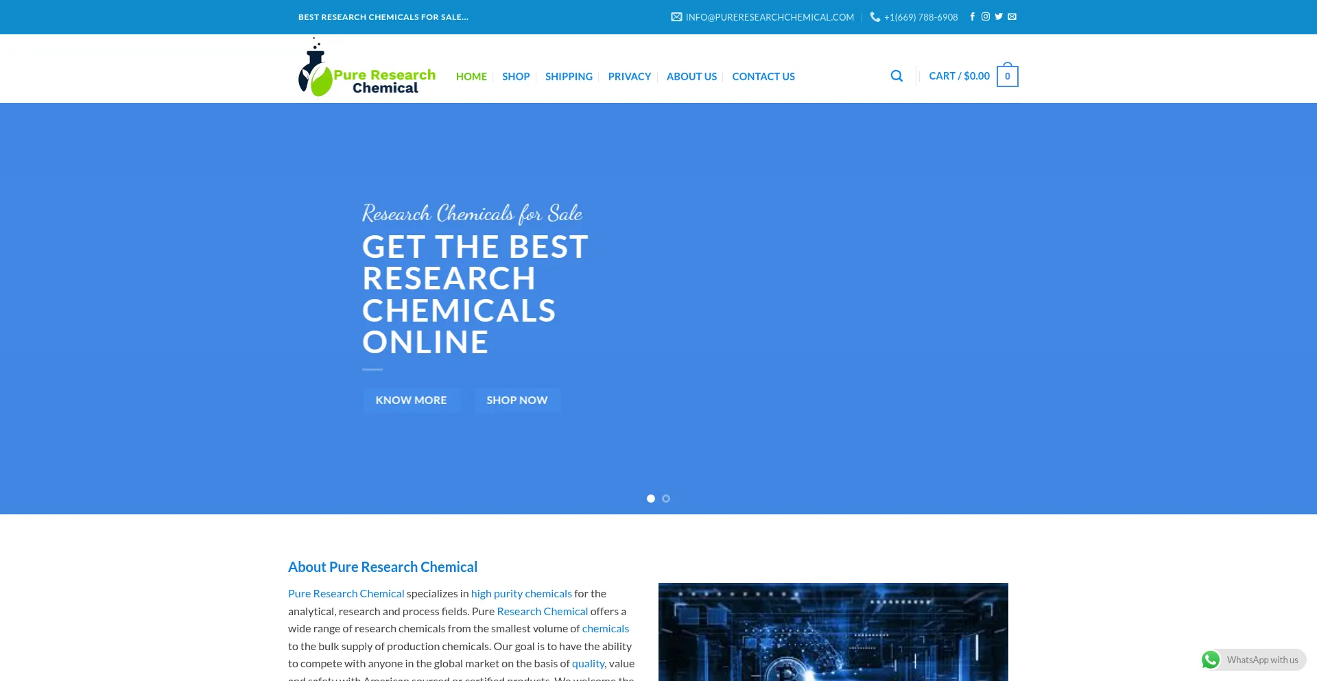 Website screenshot of Pureresearchchemical.com