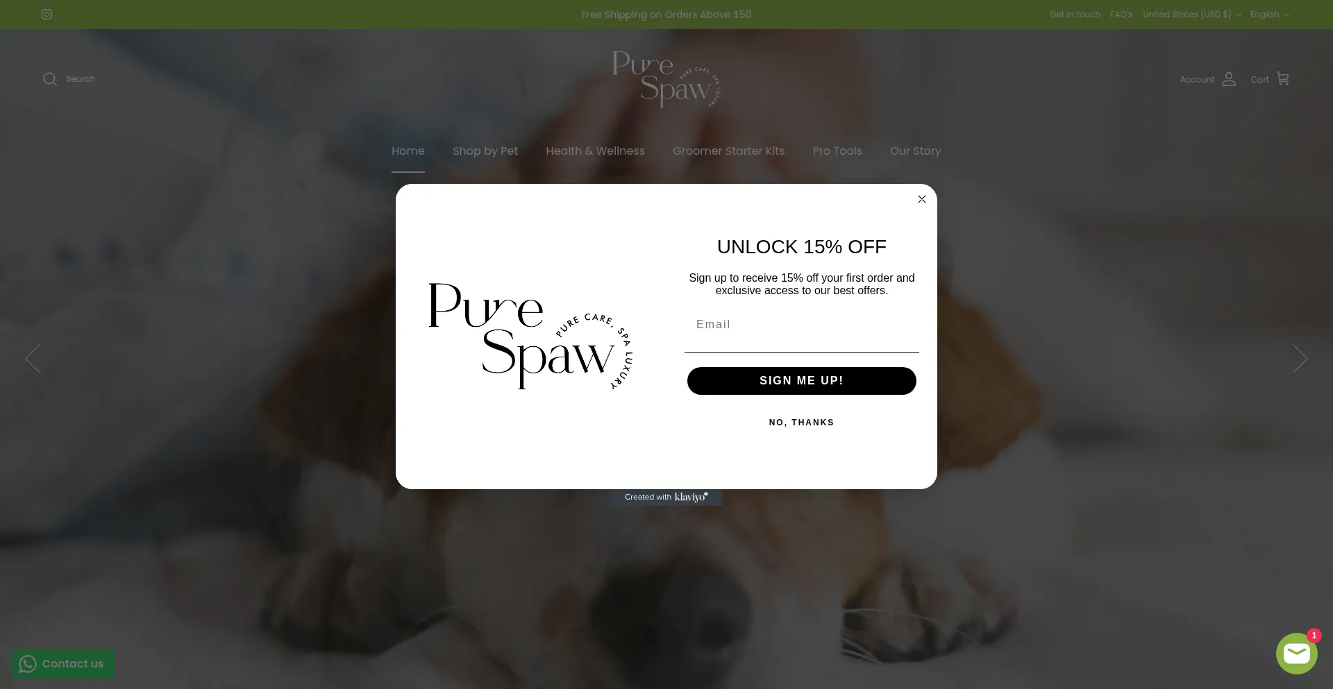Website screenshot of Purespaw.com