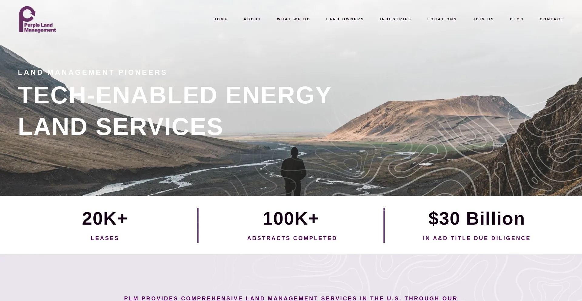 Website screenshot of Purplelandmgmt.com