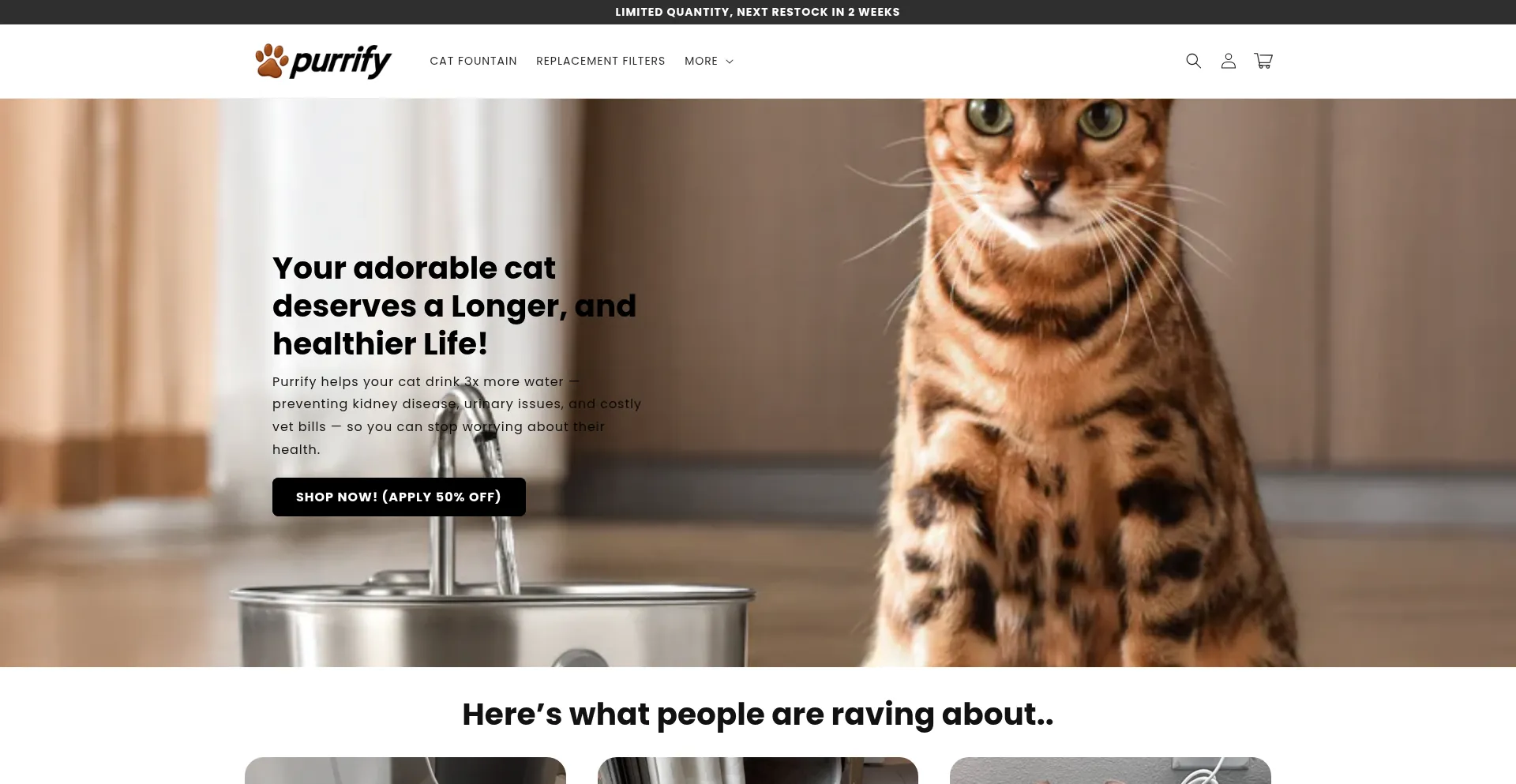 Website screenshot of Purrify.co