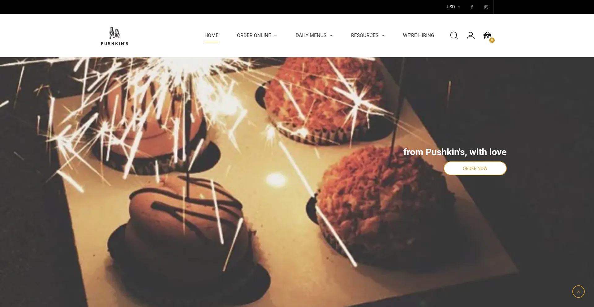 Website screenshot of Pushkinsbakery.com
