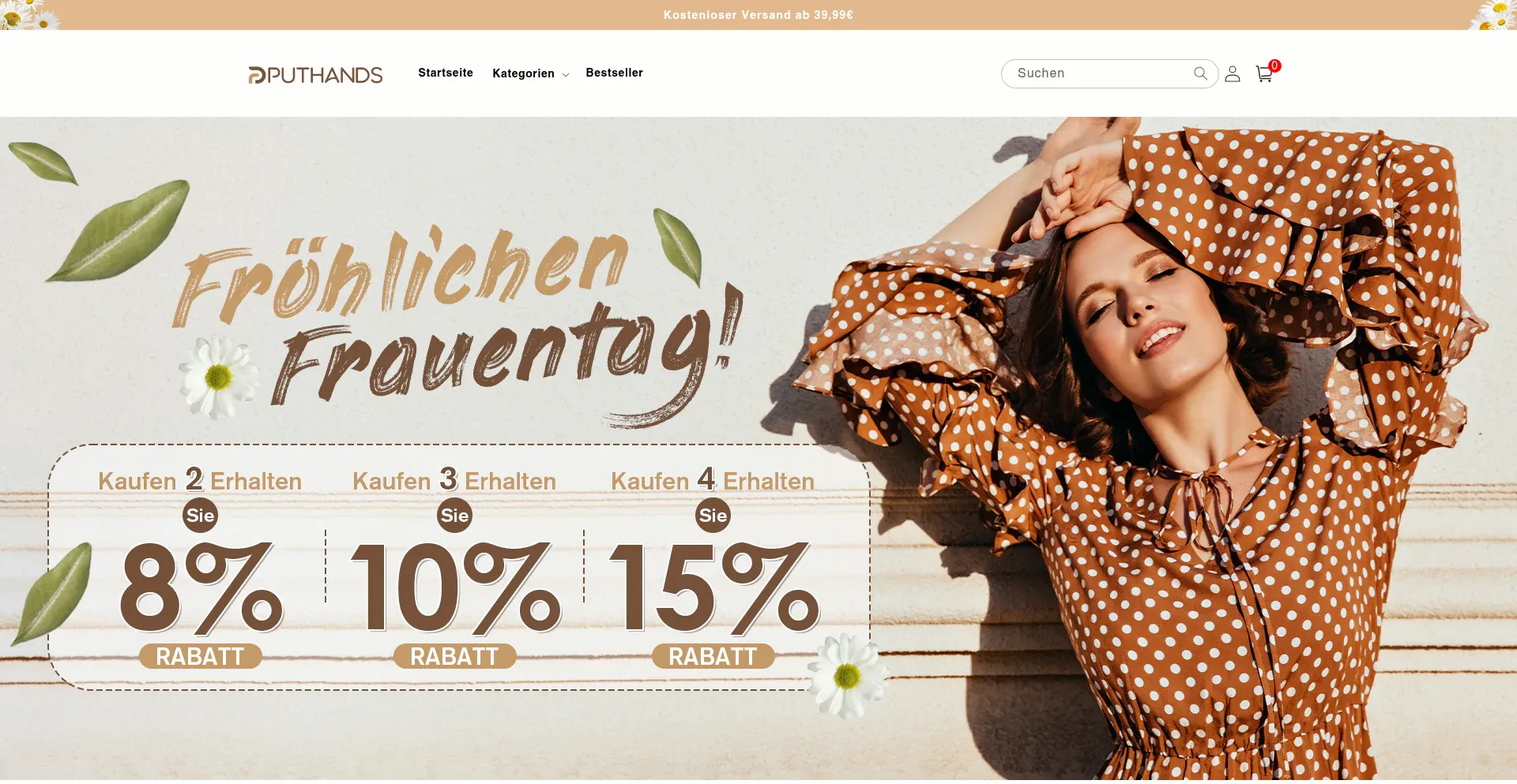 Website screenshot of Puthands.com